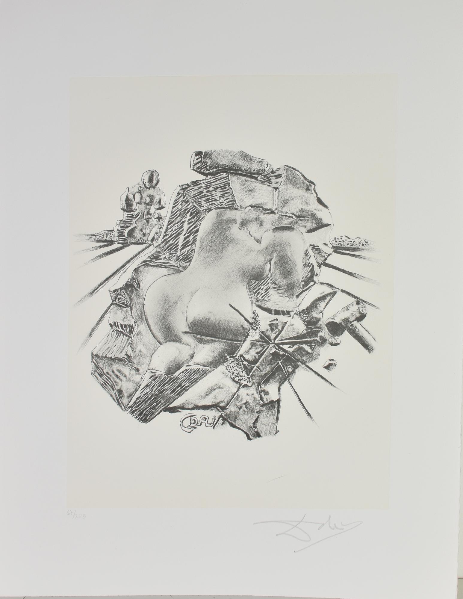 Salvador Dali' LA SCULTURA lito-serigrafia su carta a mano Fabriano, cm...