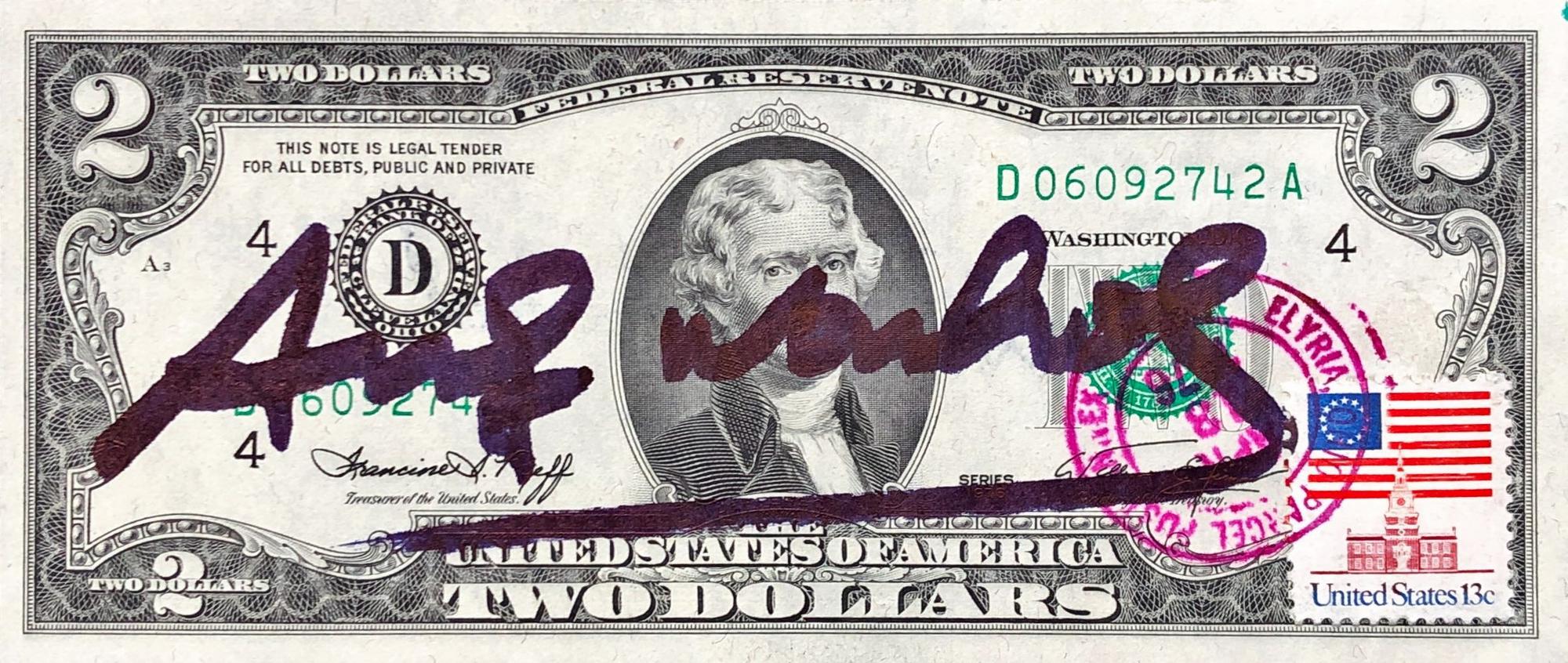 Andy Warhol TWO DOLLARS BILL (Thomas Jefferson), 1976 pennafeltro su...