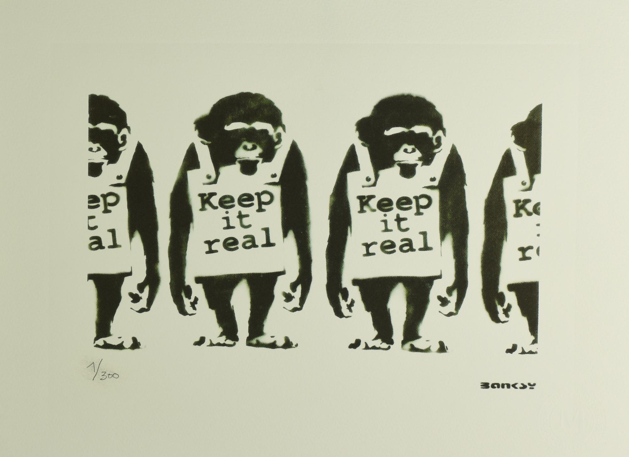 Da Banksy MONKEYS eliografia su carta Arches, cm 28,5x38,5; es. 1/300 firma...