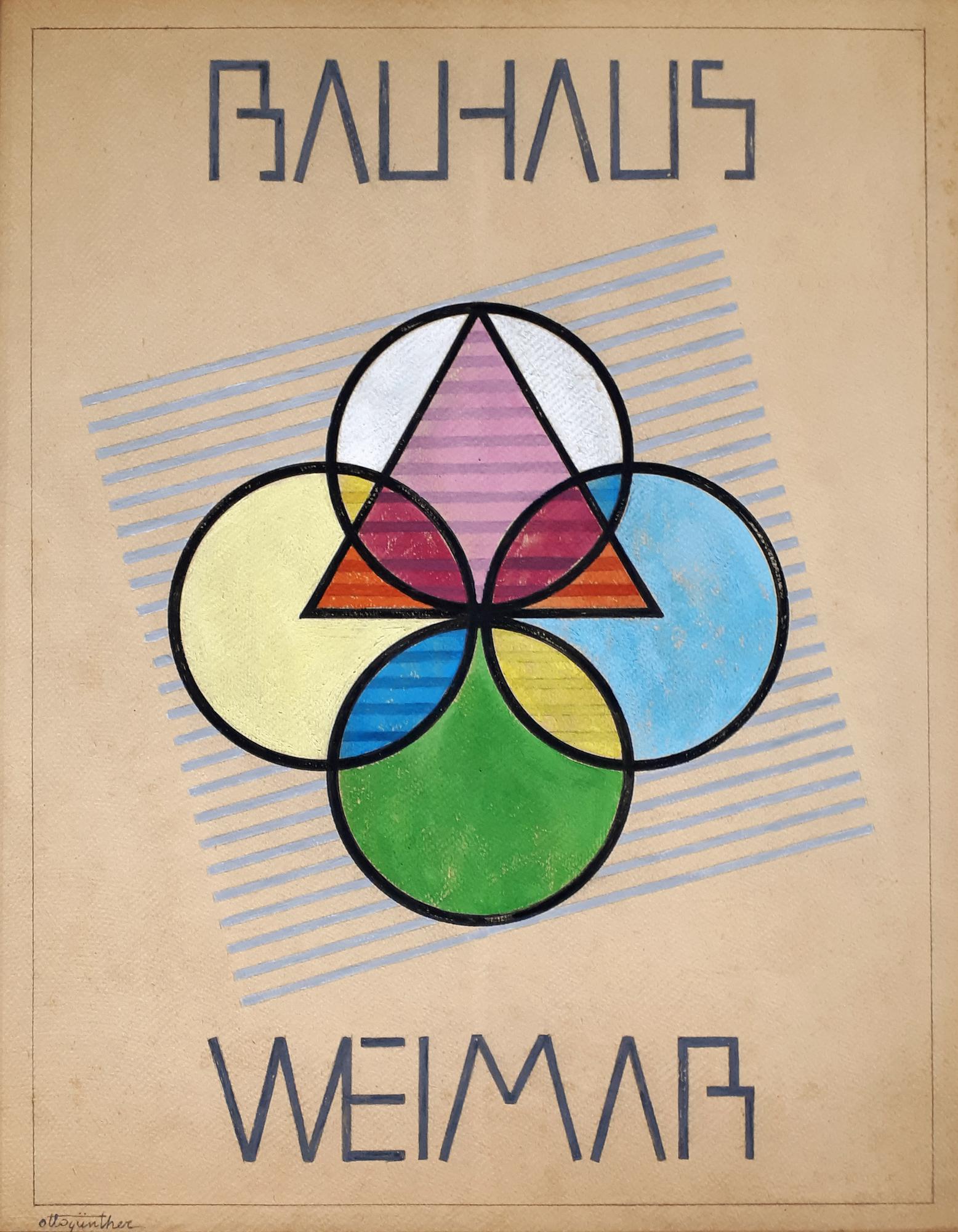 Otto Gunther COMPOSIZIONE GEOMETRICA tempera su cartone, cm 49x38,5 firma