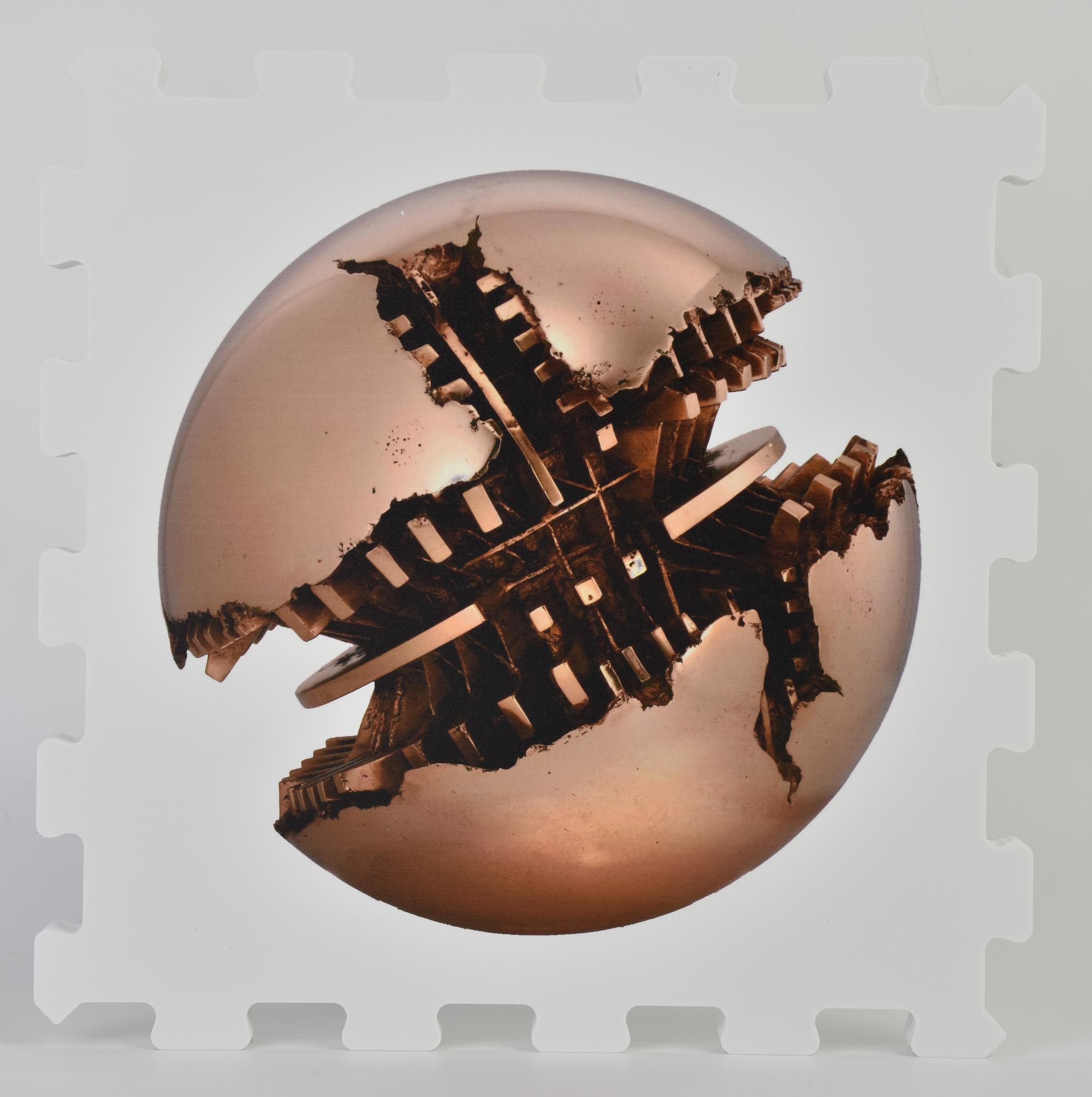 Arnaldo Pomodoro (1926) SFERA stampa UV su FX high quality bianco, cm...