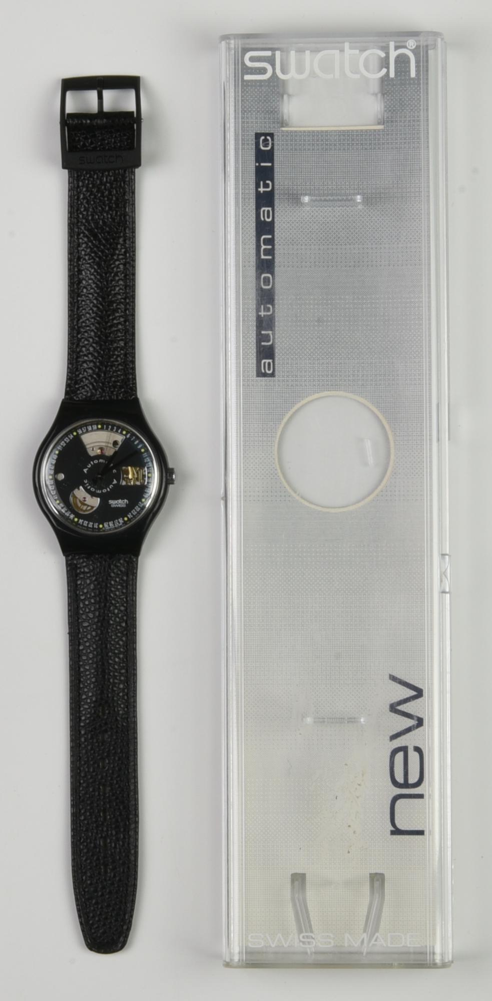 SWATCH AUTOMATICO, 1991 mod. BLACK MOTION(quadrante argento),cod. SAB100 anno...