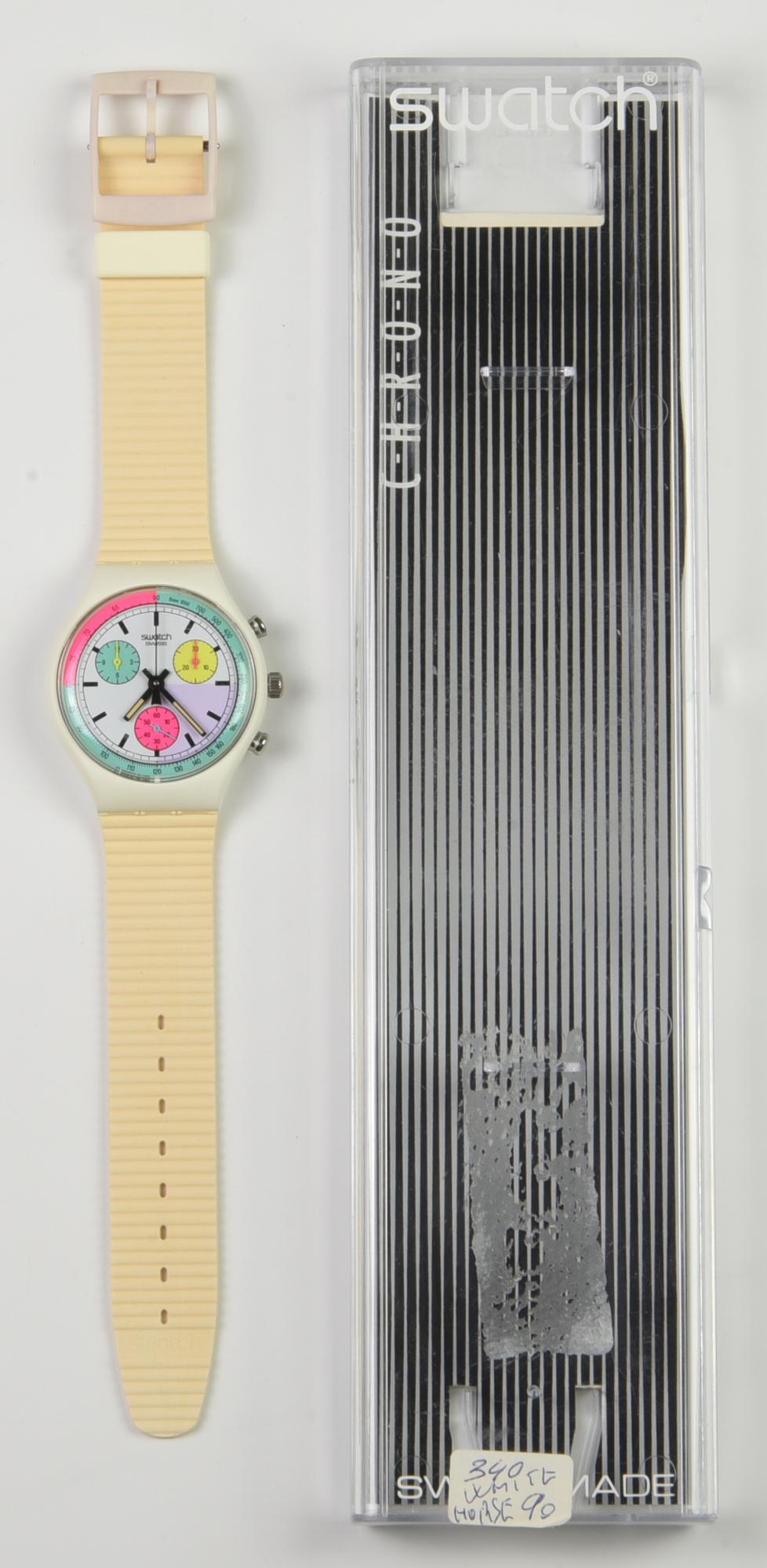 SWATCH CHRONO, 1990 mod. WHITE HORSES, cod. SCW100 anno 1990 Completo di...