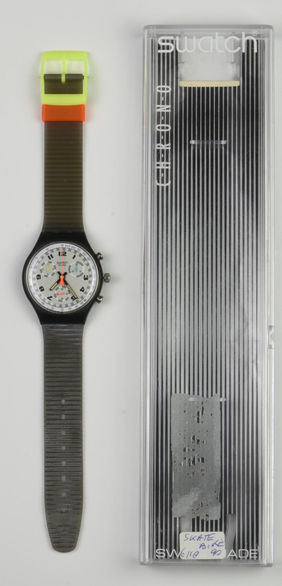 SWATCH CHRONO,1990 mod. SKATE BIKE, cod. SCB105 anno 1990 Completo di scatola...