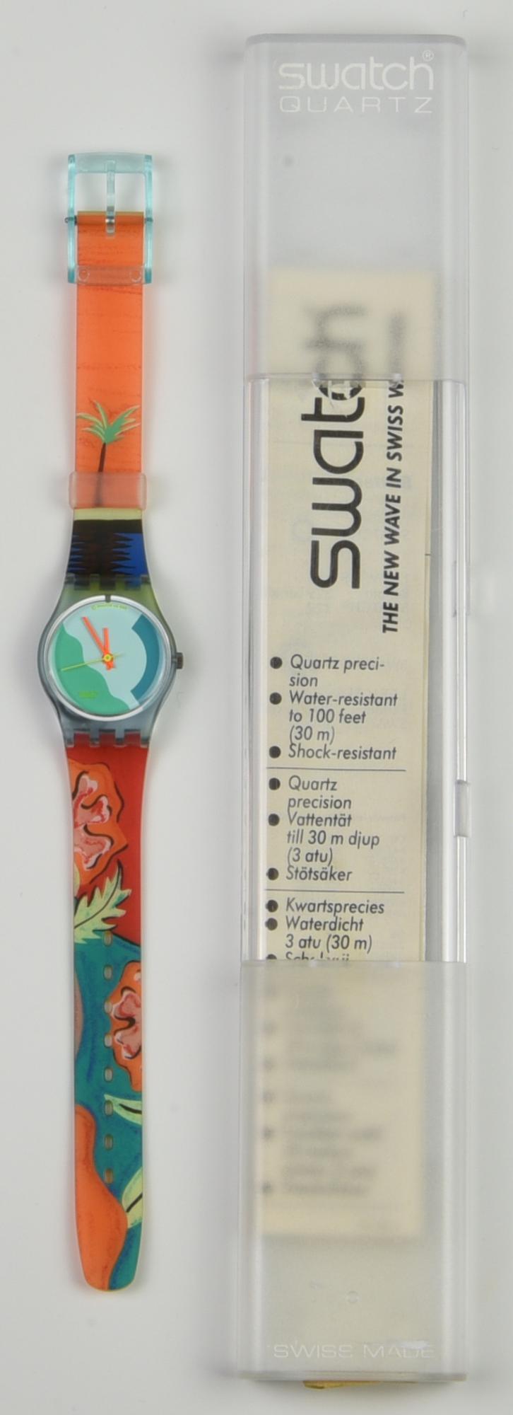 SWATCH TROPICAL FIESTA, 1990 mod. PAPAYA SWING, cod. LN113 anno 1990 Completo...