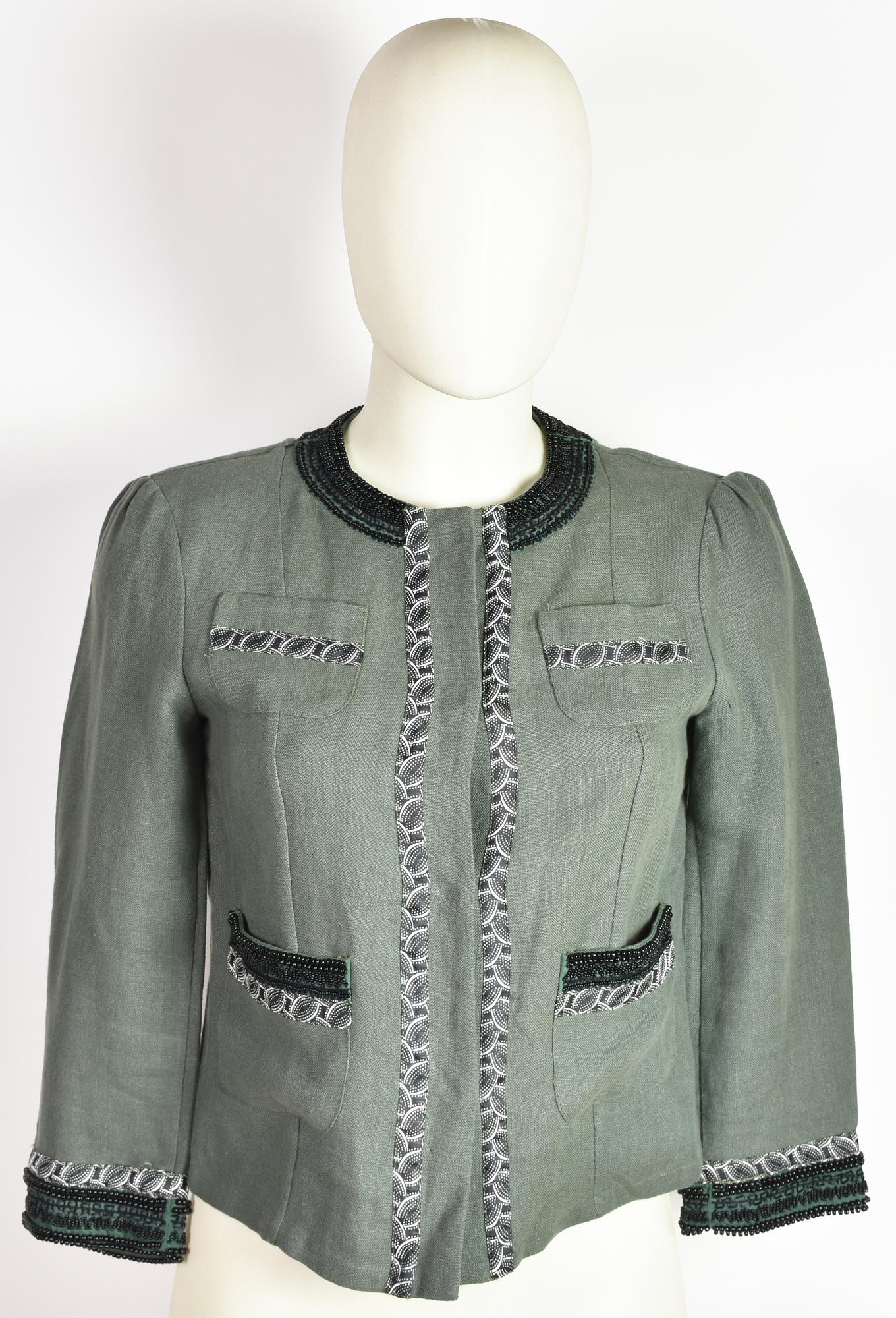 Etro LINEN JACKET DESCRIPTION: Short linen jacket with hand-embroidered...