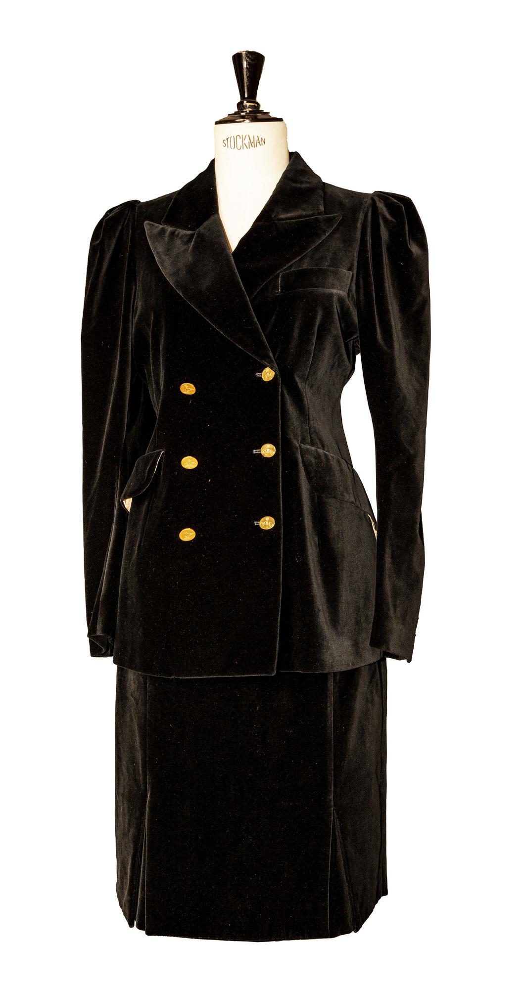 Vivienne Westwood VELVET DB SUIT DESCRIPTION: Lined black cotton velvet suit,...