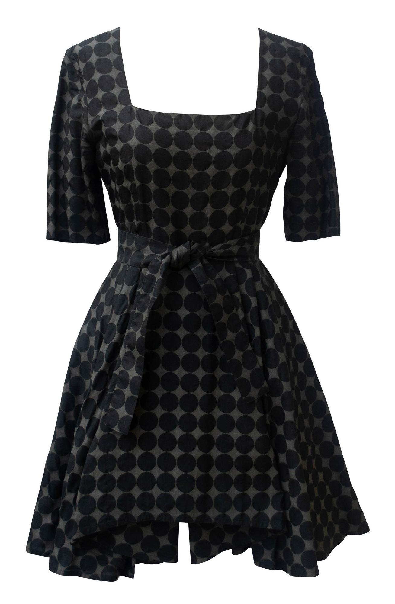 Martine Sitbon A-LINE DRESS DESCRIPTION: Dress in dark grey dots printed....