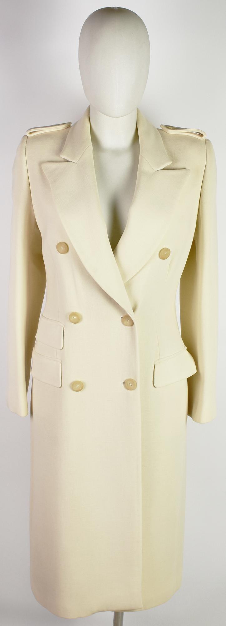 Gucci WOOL COAT DESCRIPTION: Ivory double-breasted wool coat. Features three...