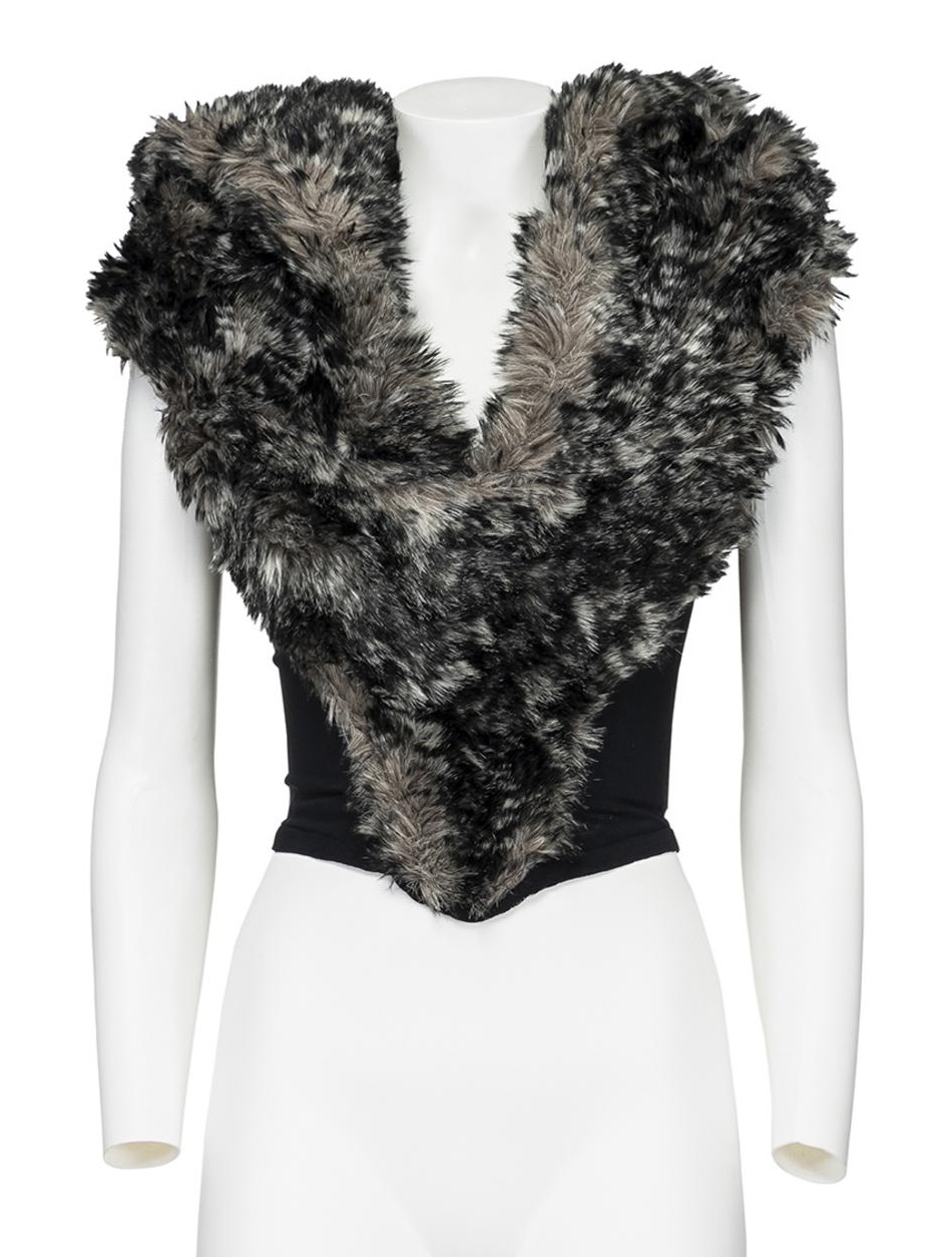 Vivienne Westwood ICONIC AND RARE FAKE FUR HOODED CORSET FROM 'ANGLOMANIA'...