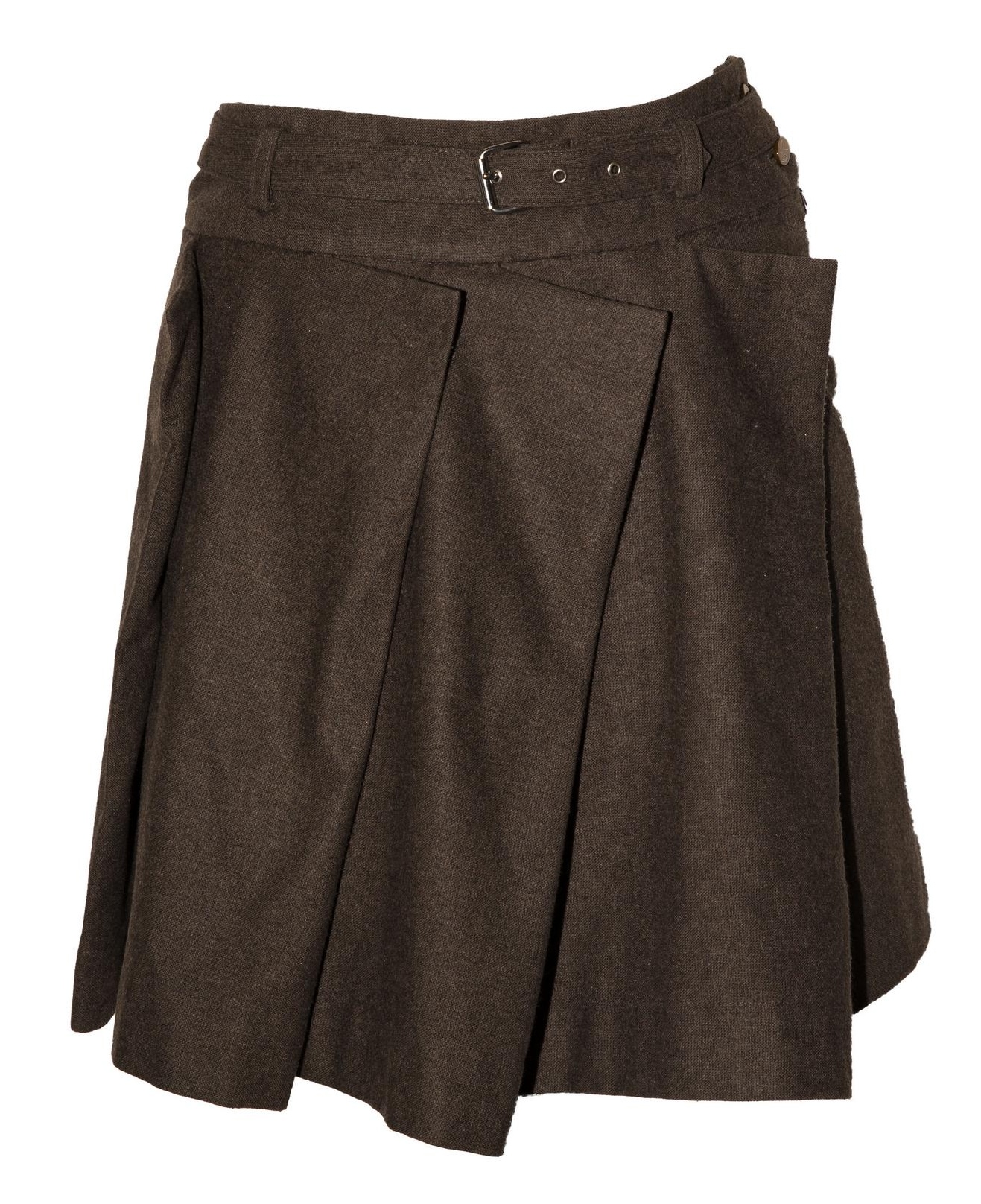 Vivienne Westwood Red Label BOX PLEATS SKIRT DESCRIPTION: Brown flannel...