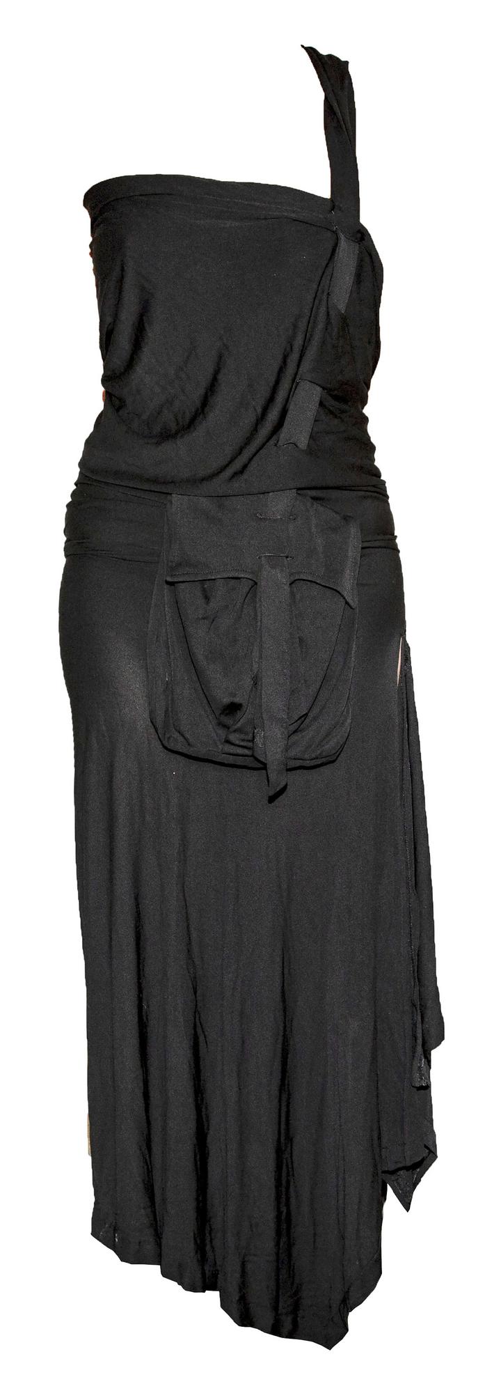 Jean-Paul Gaultier POCKET DRESS DESCRIPTION: Long asymmetrical black rayon...