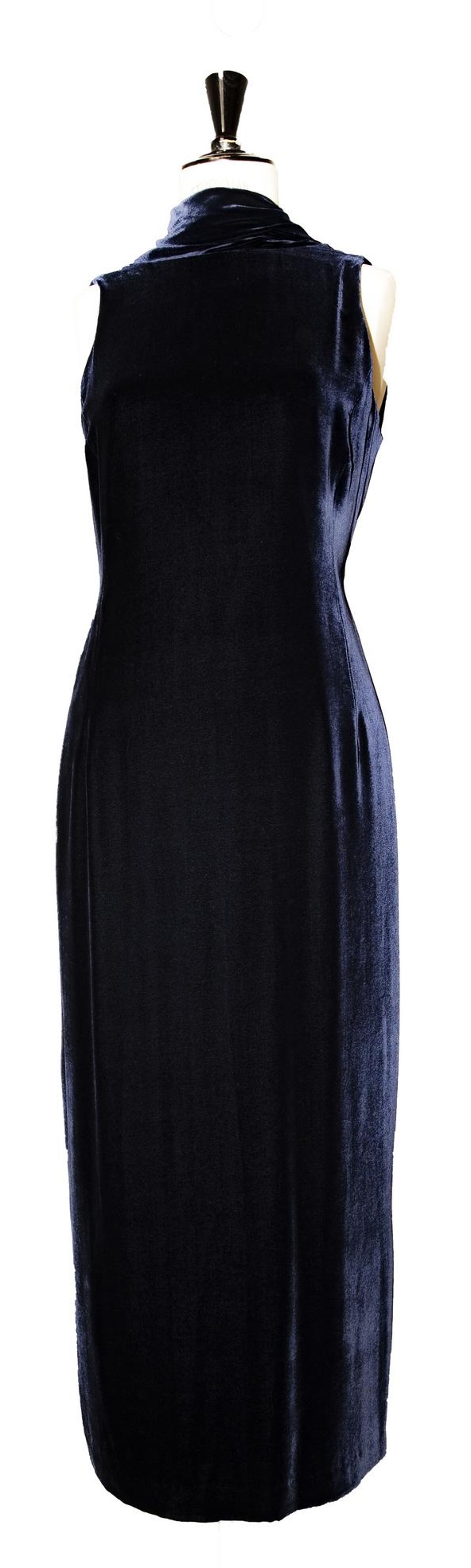 Armani Prive' VELVET LONG DRESS DESCRIPTION: Blue viscose and silk panne'...