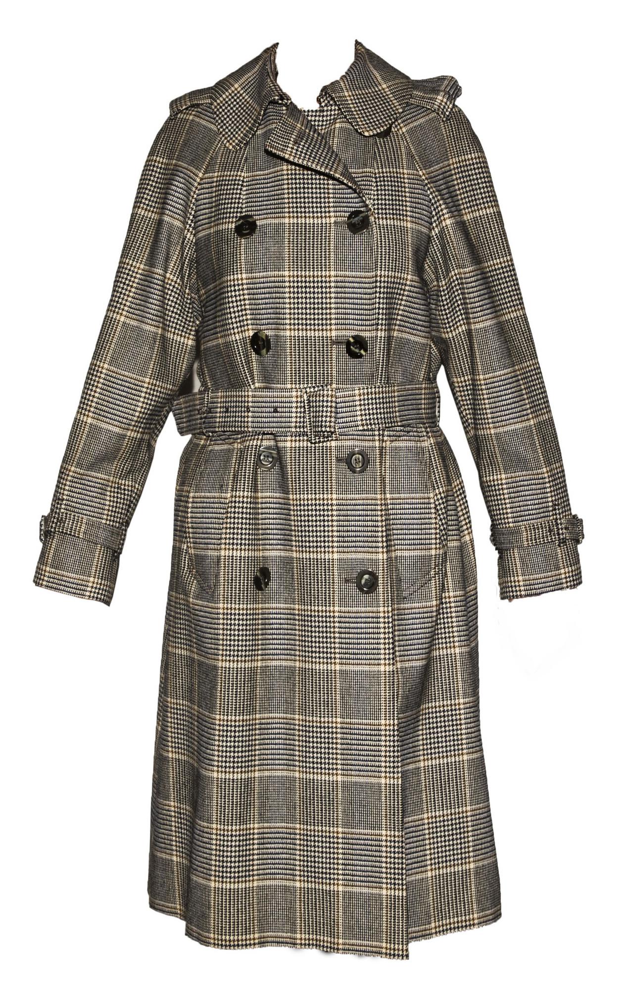 Aquascutum TRENCH COAT DESCRIPTION: Prince of Wales tweed wool trench coat in...