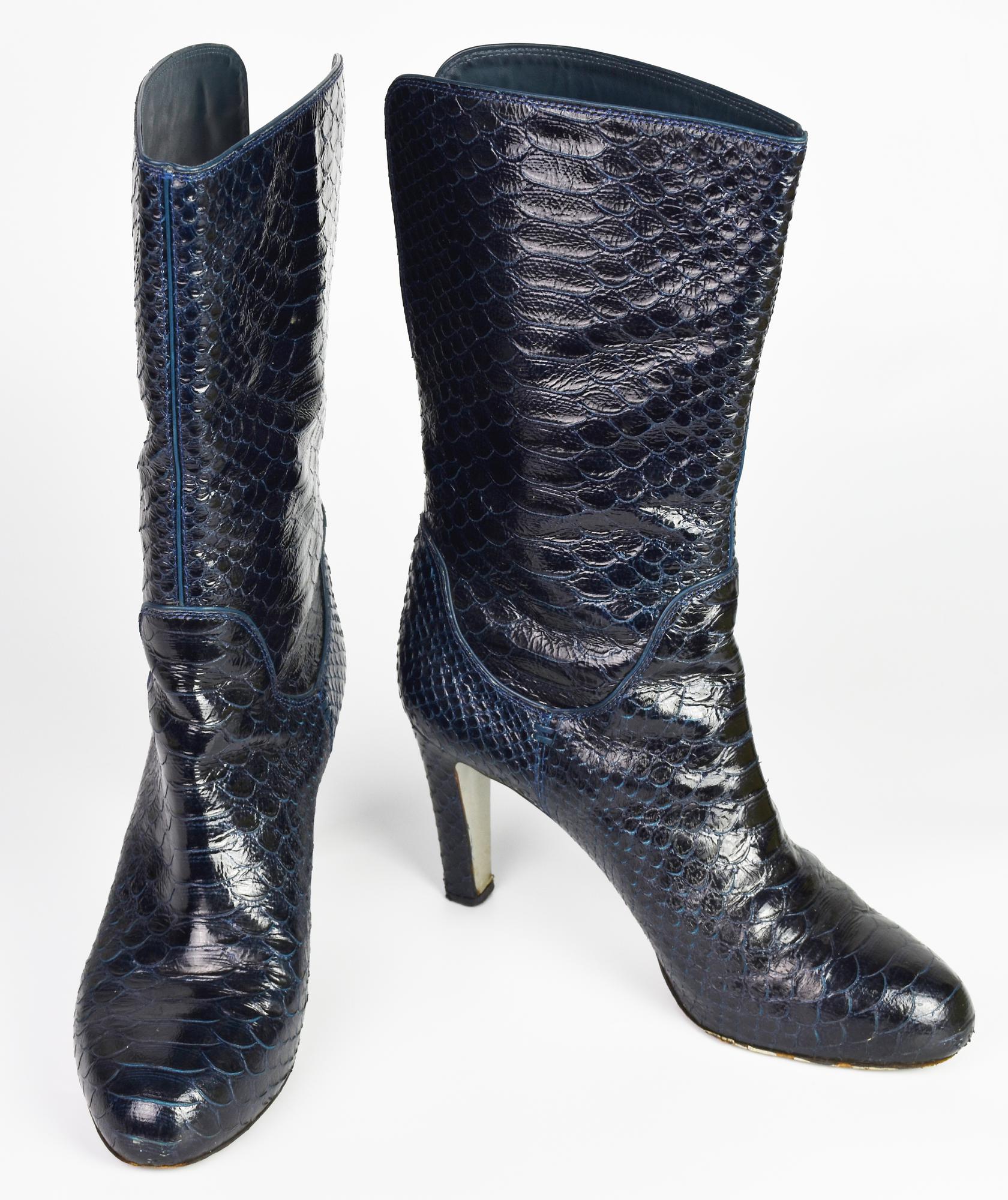 Sergio Rossi PEACOCK BOOTS DESCRIPTION: Printed leather boots with leather...