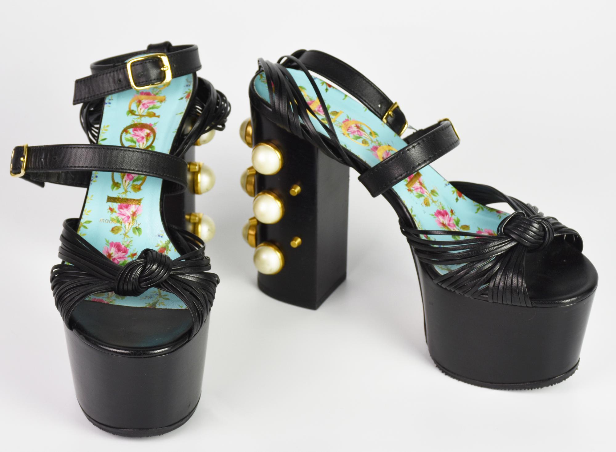 Gucci PLATFORM SANDALS DESCRIPTION: Sandals with platform, jewel heel, and...