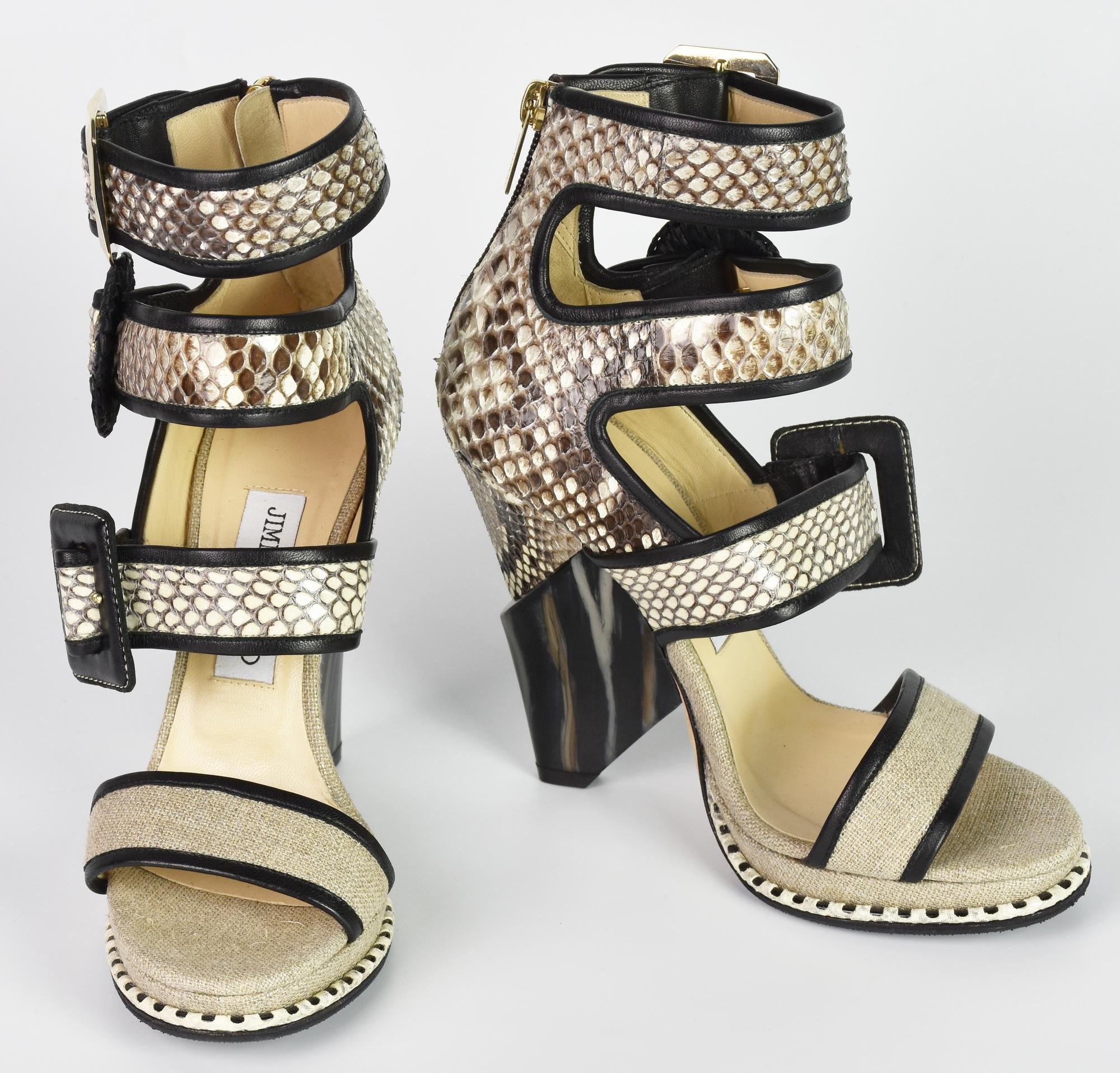 Jimmy Choo PYTHON SANDALS DESCRIPTION: Sandals in python and canvas with...