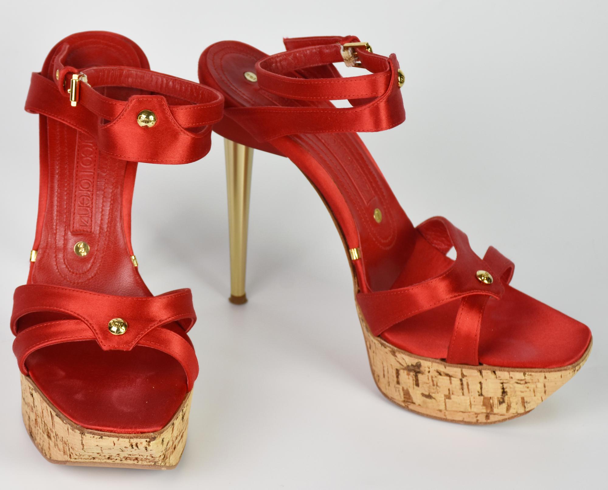 Gianmarco Lorenzi STILLETTO HEELS SANDALS DESCRIPTION: Red sandals with ankle...