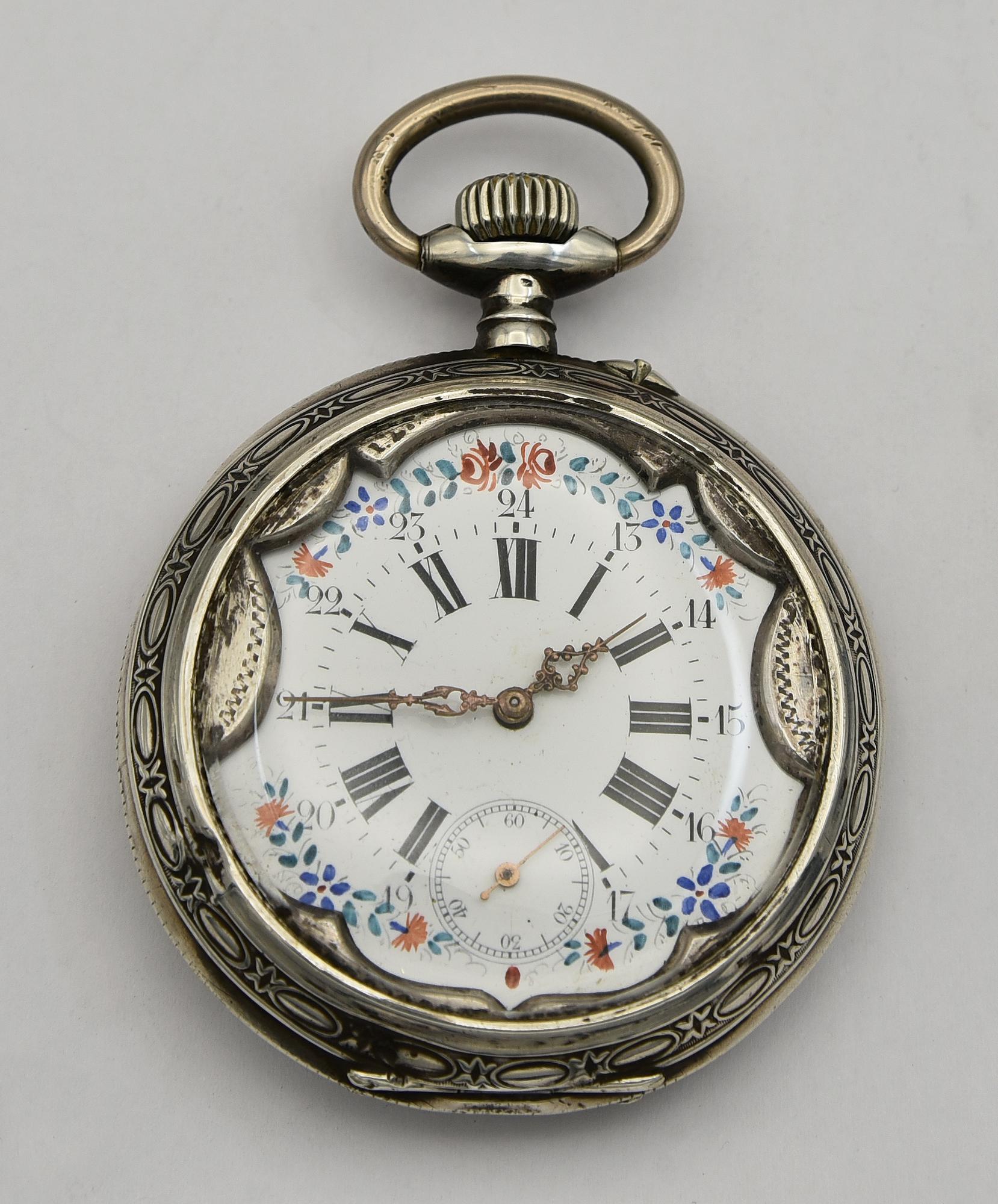 Orologio da tasca, Svizzera, fine 800, argento 800/1000 CASSA: in argento con...