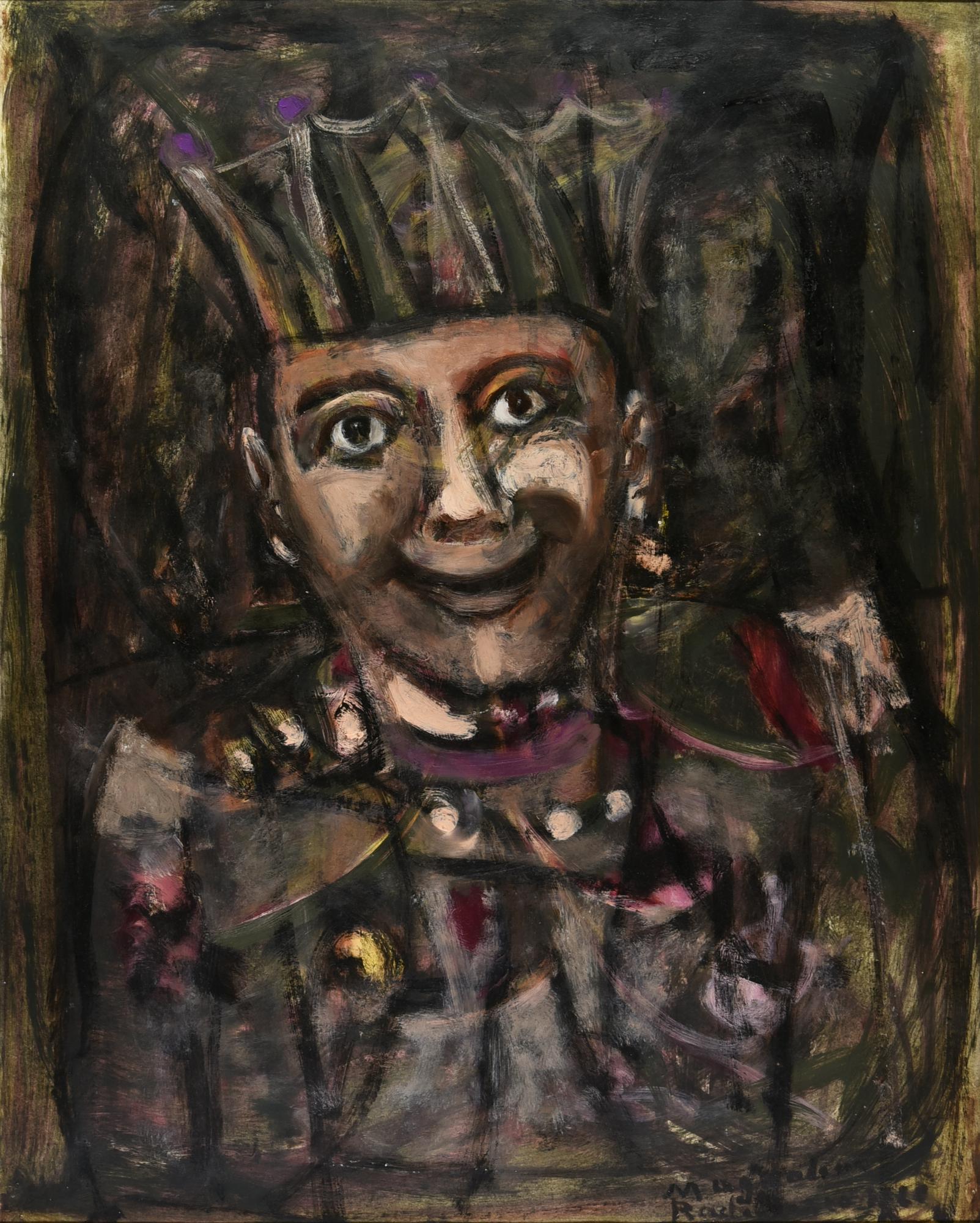 Magdalena Radulescu IL RE DEL CARNEVALE, 1960 olio su cartone, cm 62x49,5...