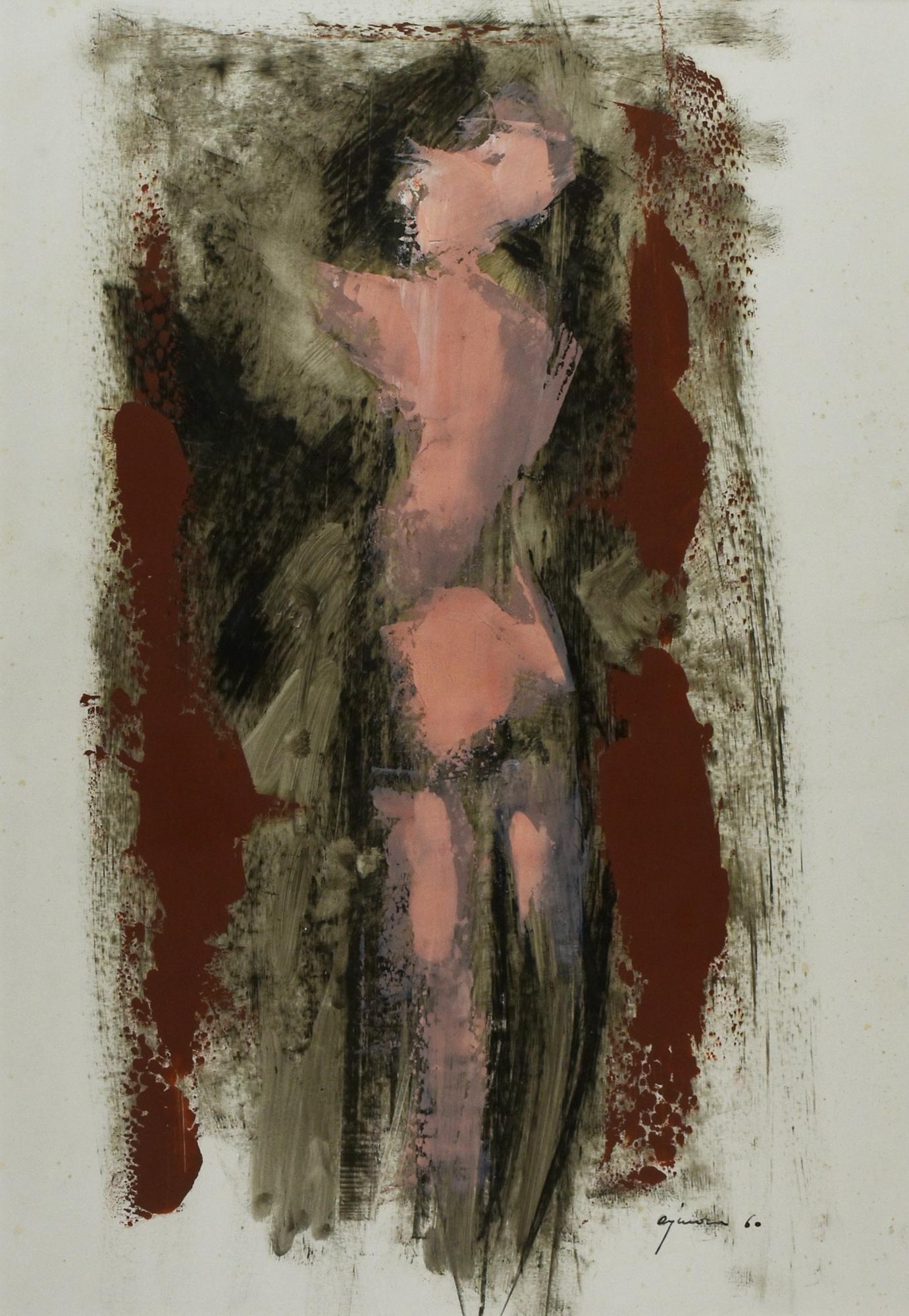 Giuseppe Ajmone (1923 - 2005) NUDO DI SCHIENA, 1960 tecnica mista su carta,...