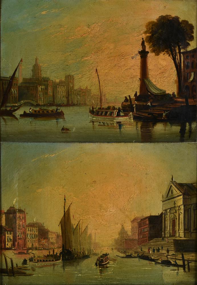 Scuola del XIX secolo COPPIA DI VEDUTE DI VENEZIA olio su tela, cm 25,5x35,5 (2)