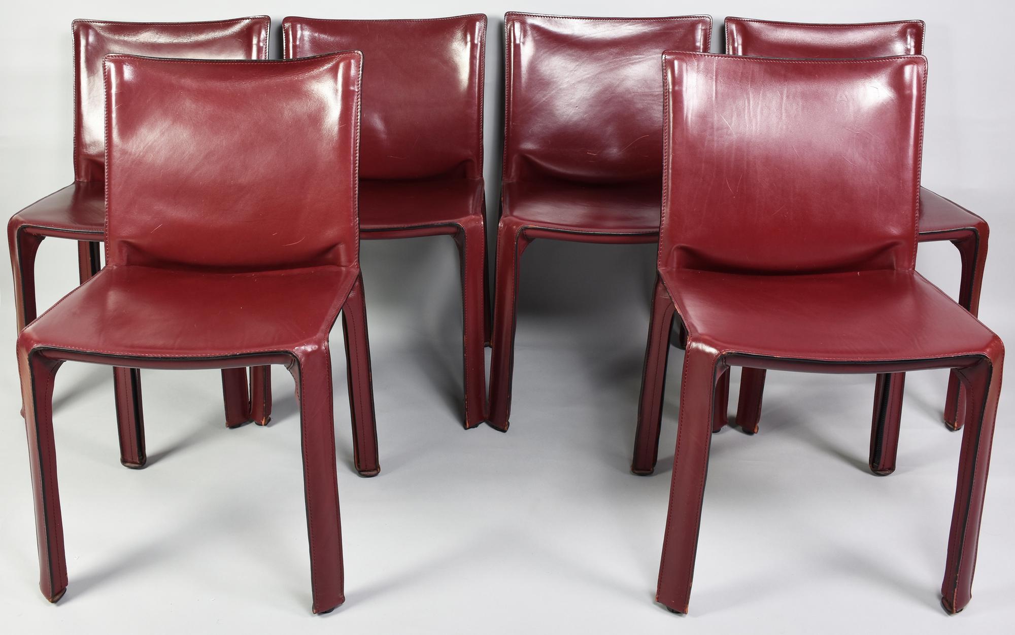 Bellini Mario 412 CAB CHAIRS PER CASSINA, 1977 lotto di sei sedie in cuoio...