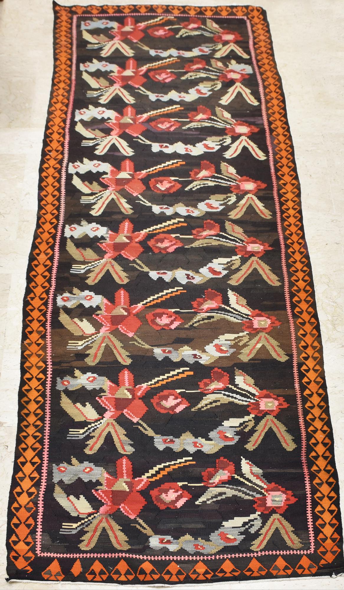 TAPPETO KILIM KARABAGH cm 464x105 segni di usura