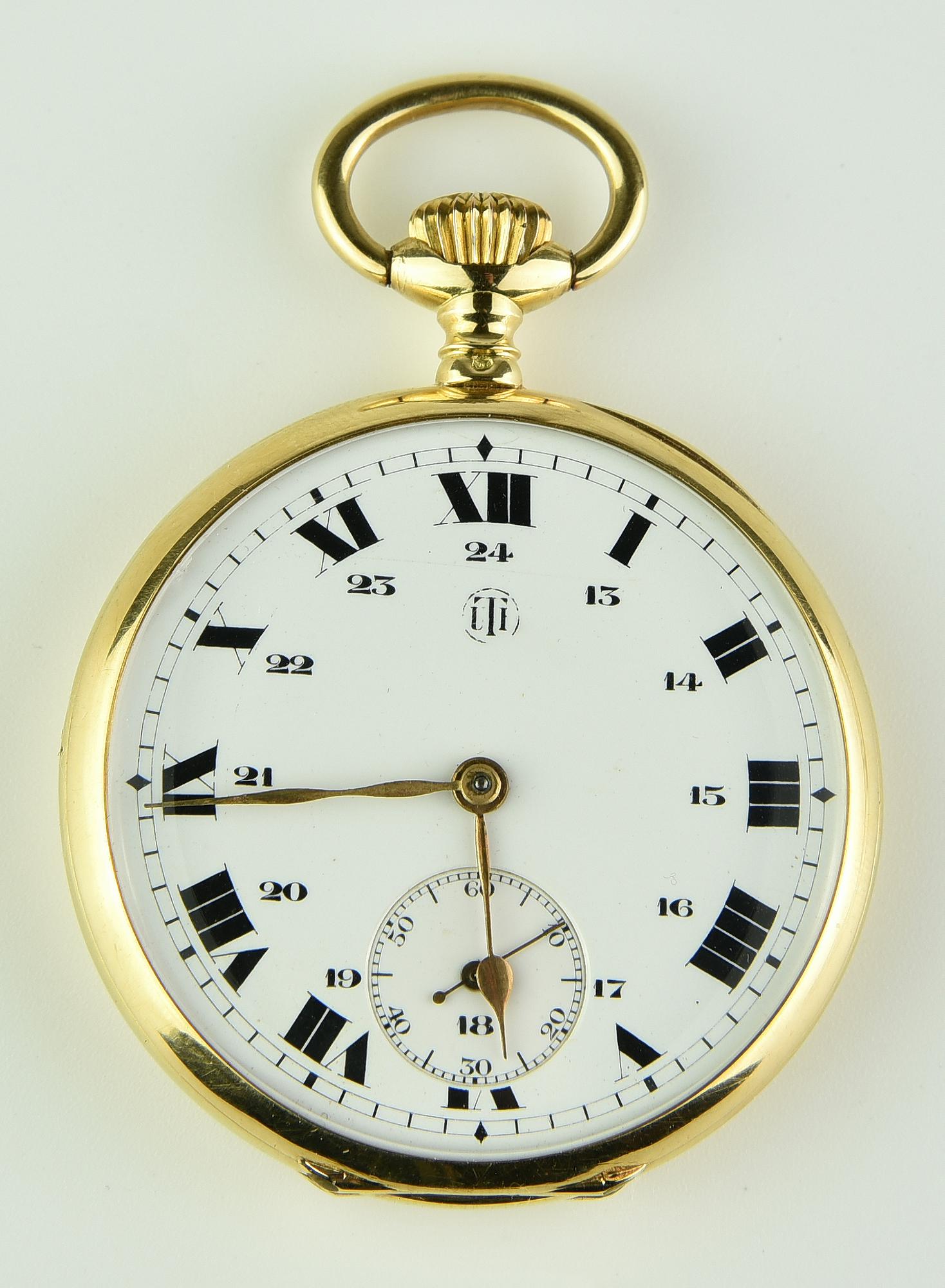 OROLOGIO DA TASCA IN ORO 18K, 1930 CASSA: testata oro 18K, con doppio...