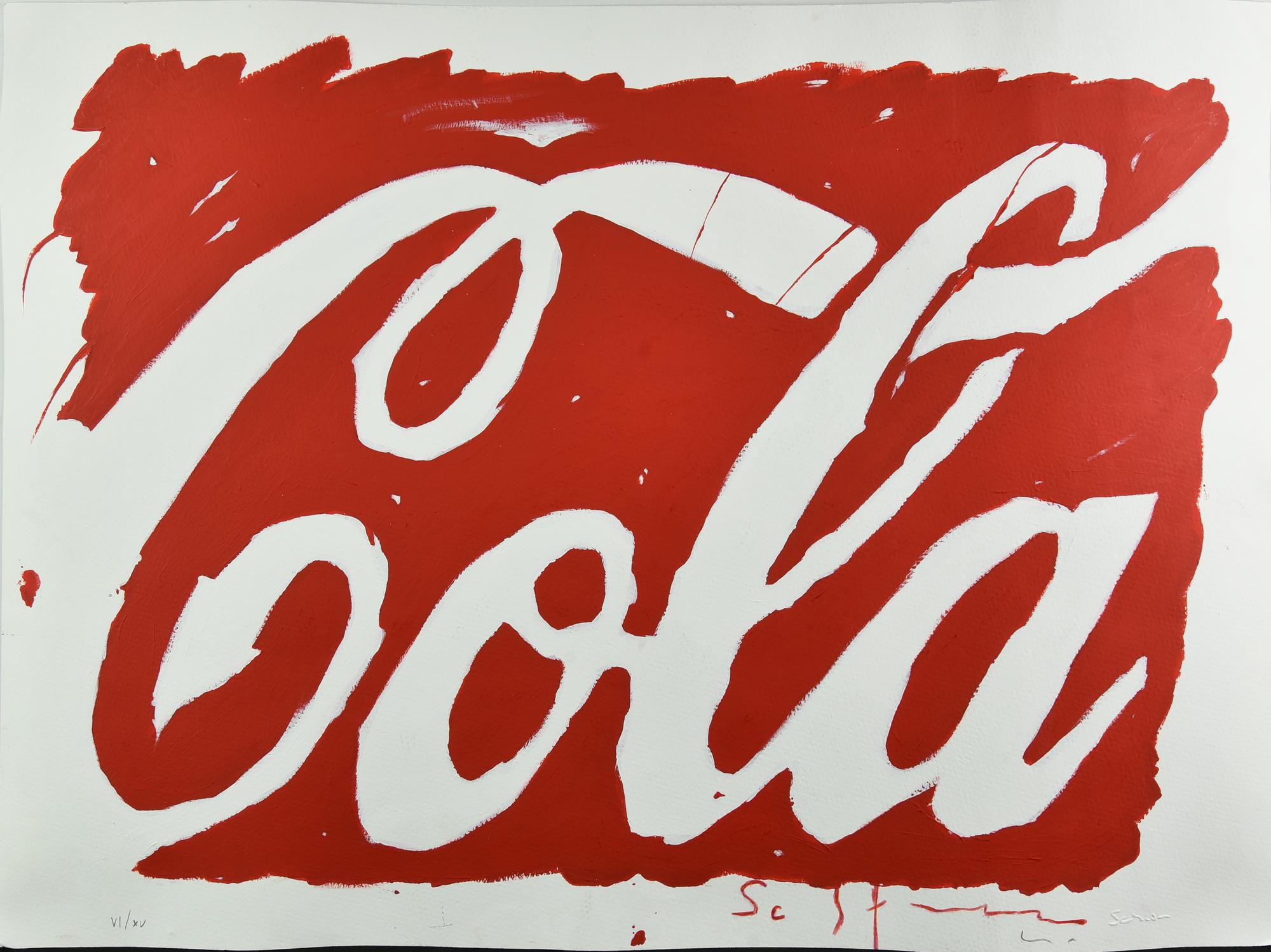 Mario Schifano (1934 - 1998) COCA COLA serigrafia materica, cm 50x70; es....