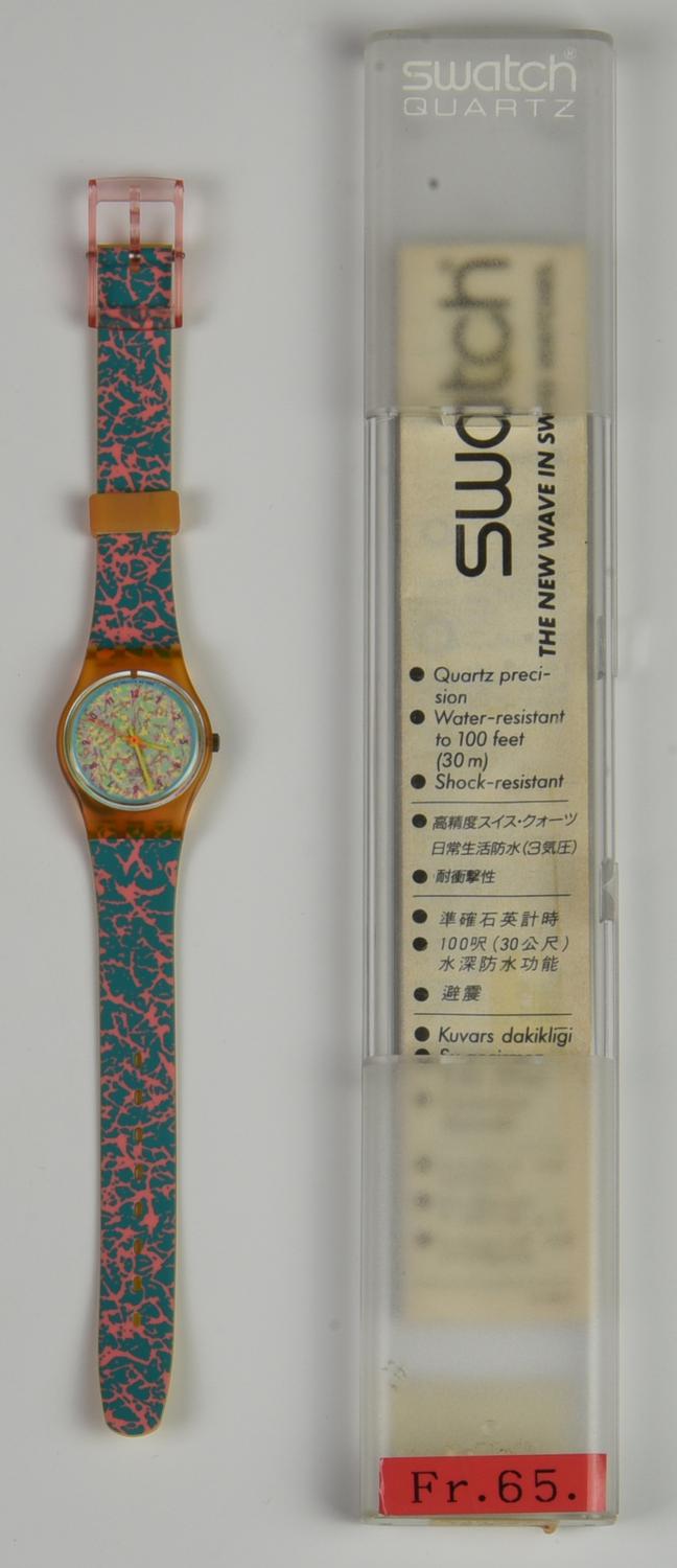 SWATCH ALFRESCO, 1989 mod. PINKDRIP, cod LP107 anno 1989 Completo di scatola...