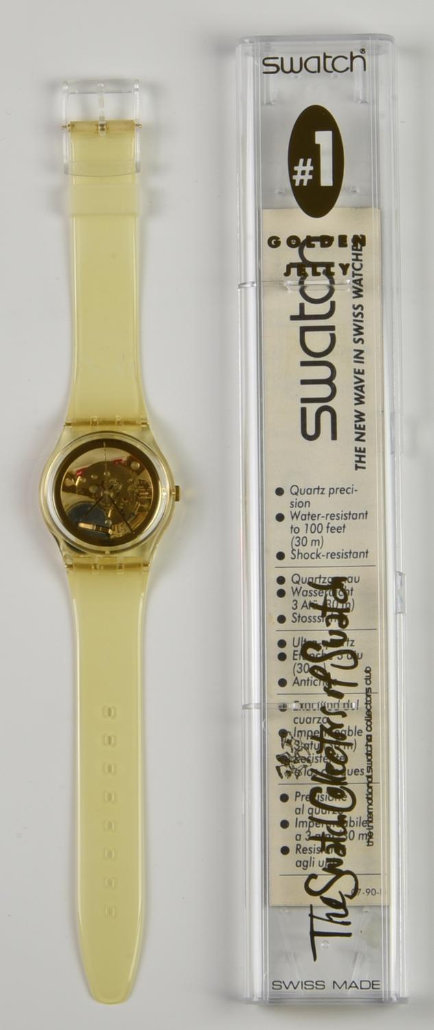 SWATCH COLLECTORS N1, 1990 mod. GOLDEN JELLY, cod. GZ115 anno 1990 Completo...