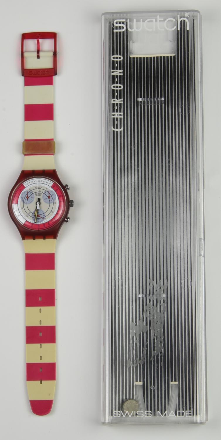 SWATCH CHRONO, 1991 mod. NAVY BERRY, cod. SCR100 anno 1991 Completo di...