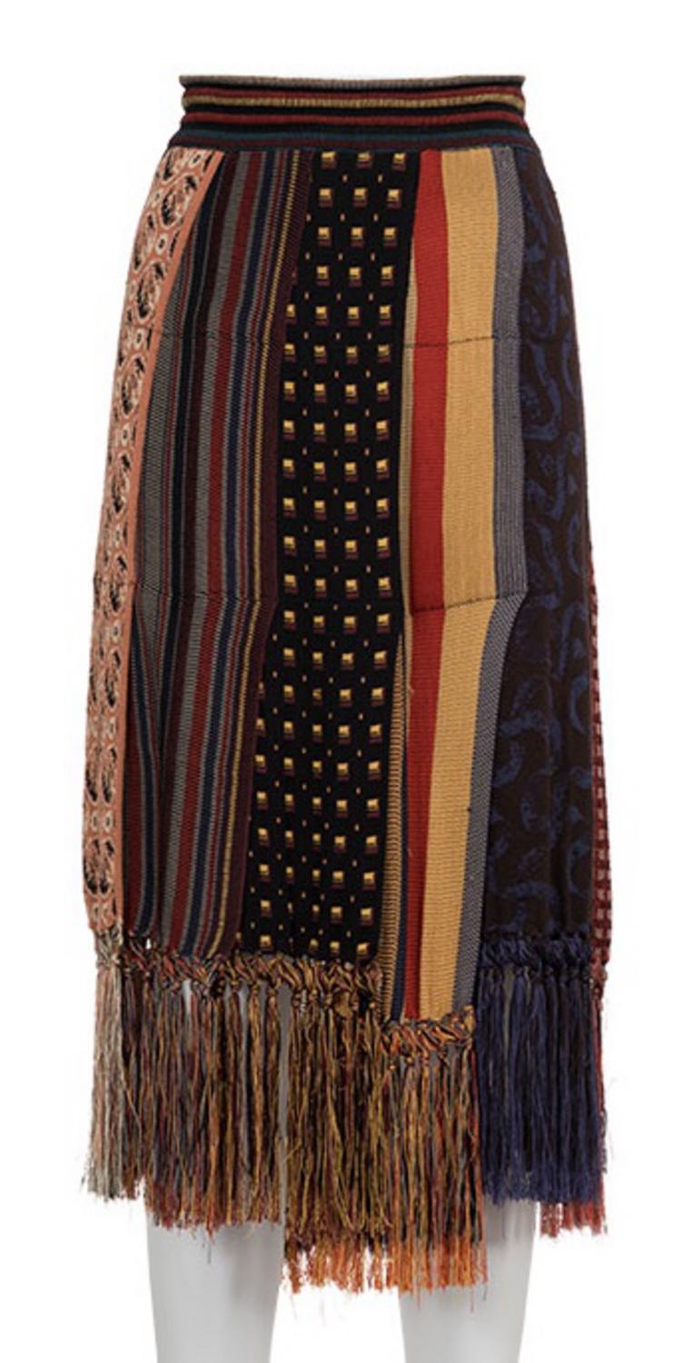 Jean Paul Gaultier ICONIC PATCHWORK KNITTED JACQUARD PANELED SKIRT...