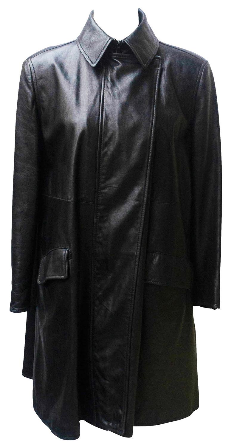 Martine Sitbon LEATHER COAT Description: Knee Lenght Leather Coat in black,...