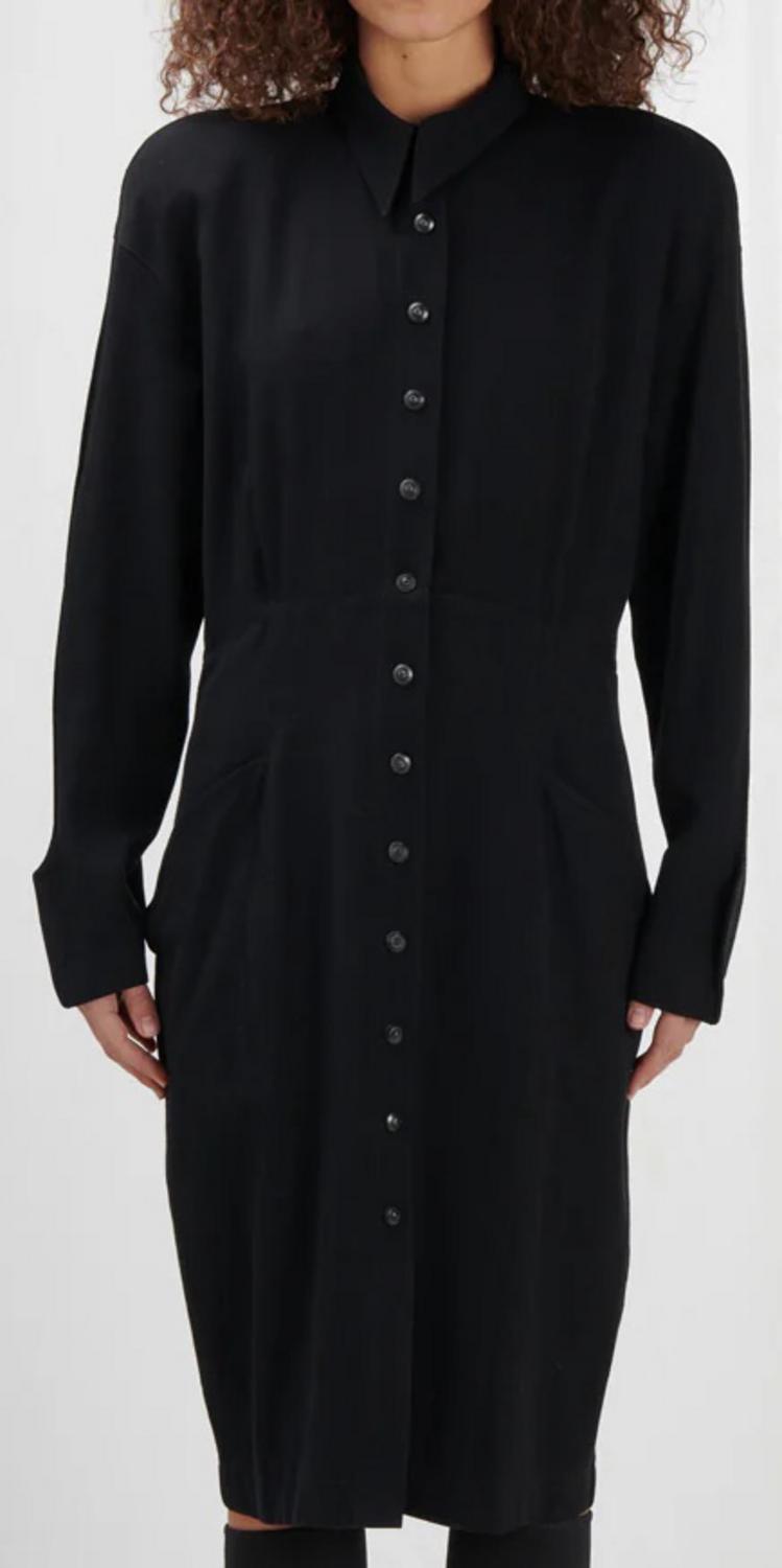 Thierry Mugler SHIRT DRESS DESCRIPTION: Shaped black shirt dress with...