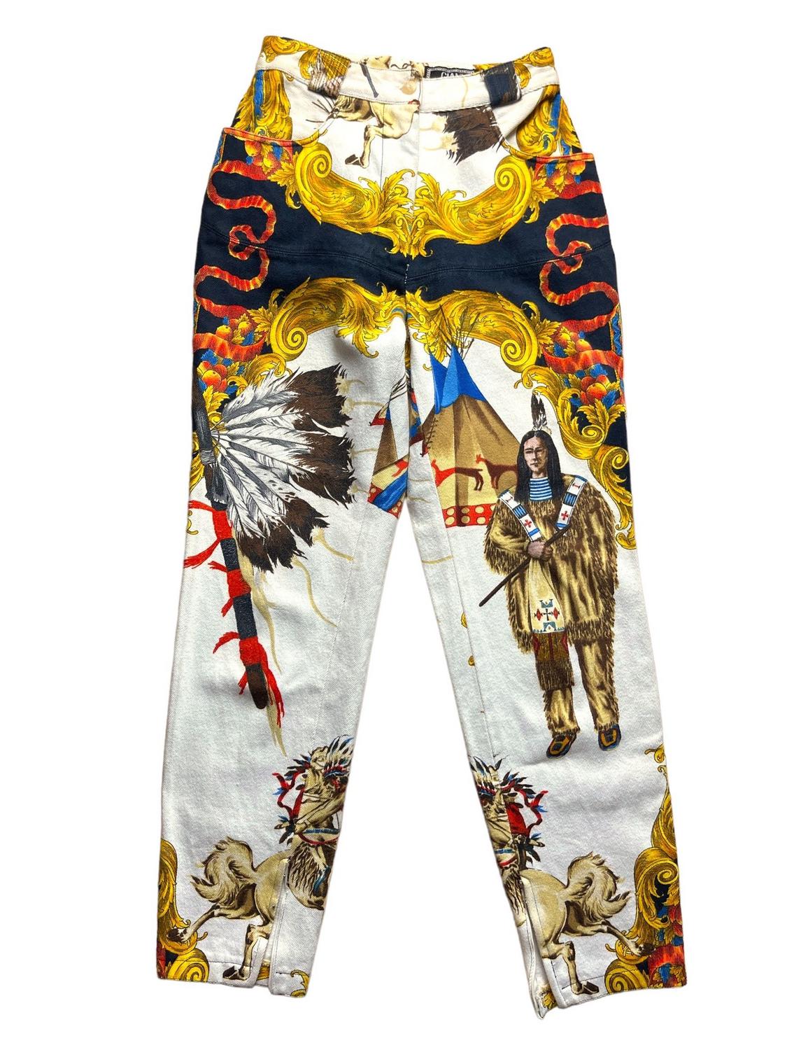 Gianni Versace, COTTON PANTS WITH NATIVE AMERICAN PRINT DESCRIPTION: Cotton...