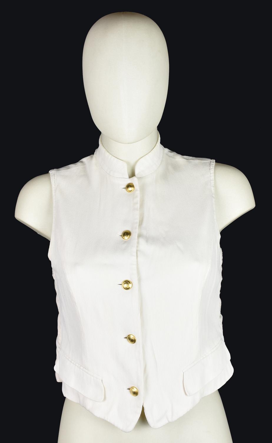 Gucci SLEEVELESS TOP DESCRIPTION: White sleeveless top in the style of a...