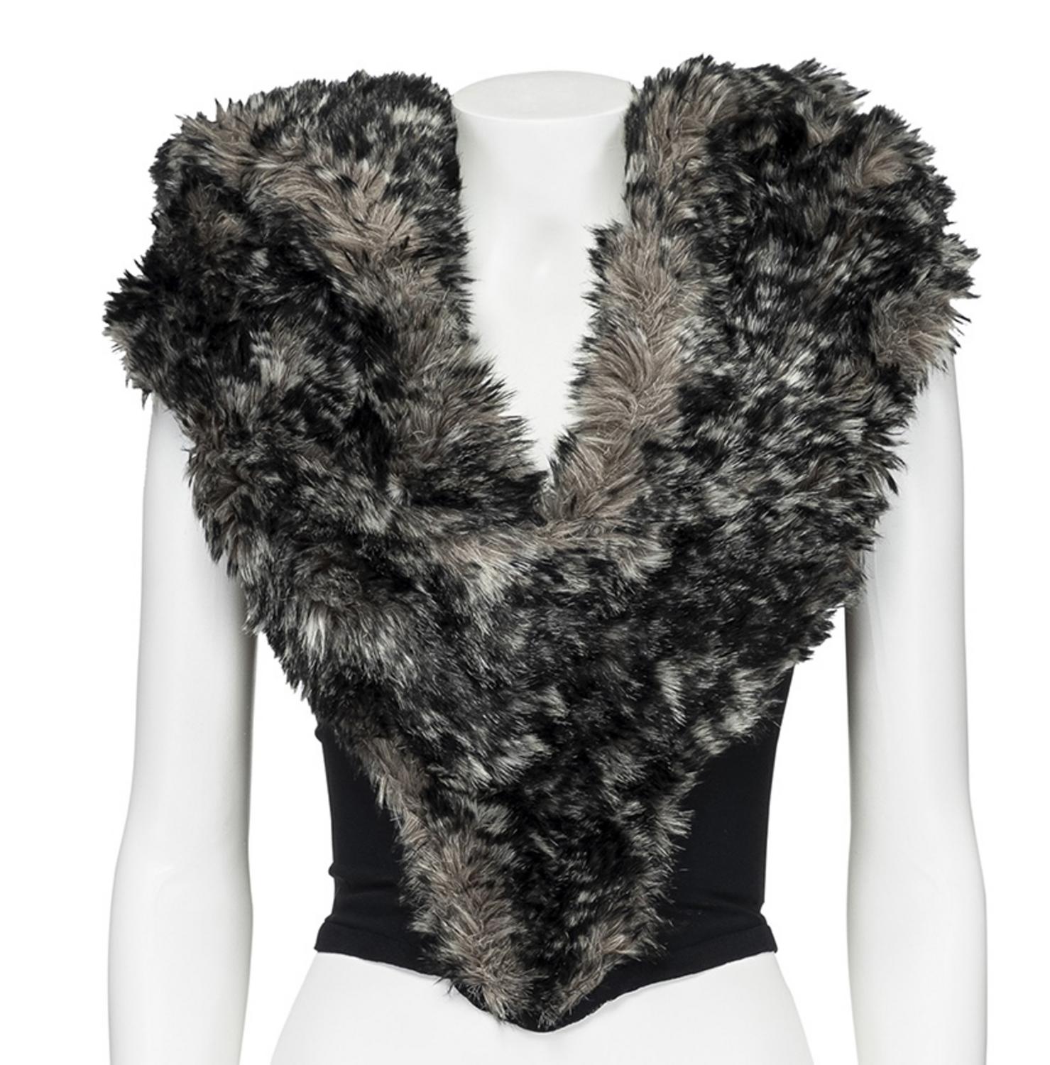 Vivienne Westwood ICONIC AND RARE FAKE FUR HOODED CORSET FROM “ANGLOMANIA”...