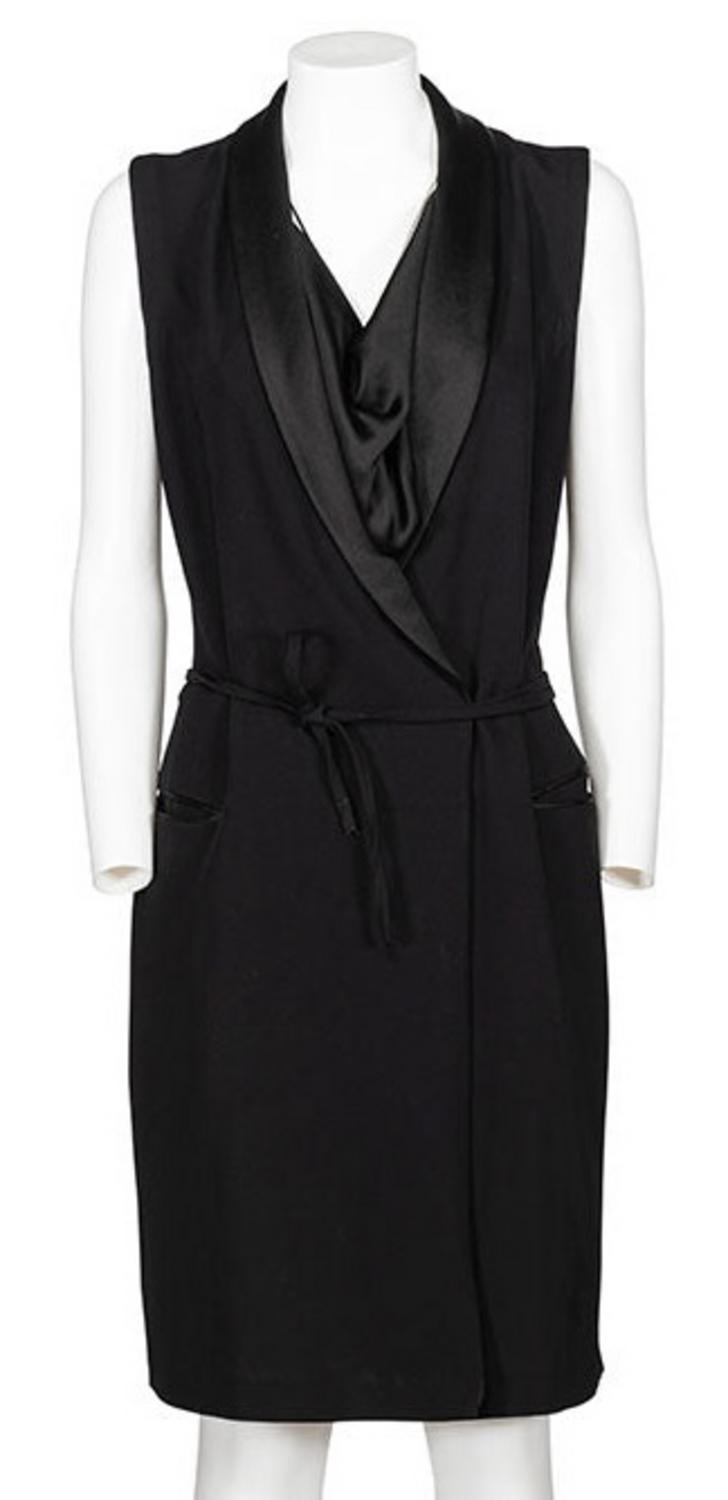 Jean Paul Gaultier SLEEVELESS WRAP SMOKING DRESS Description: Black...