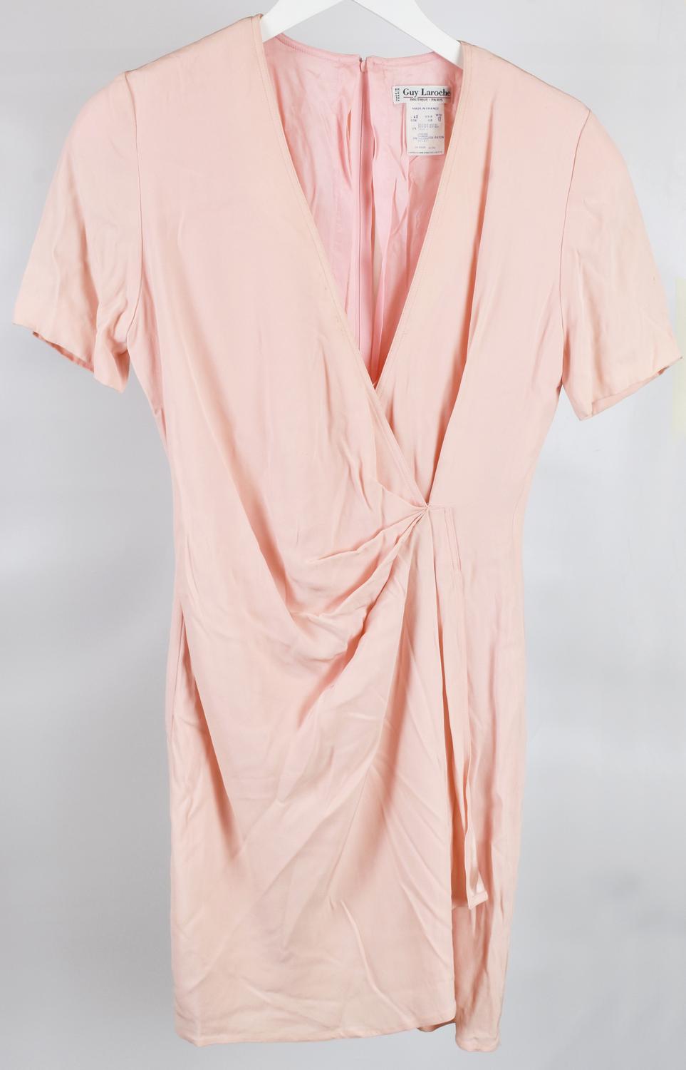 Guy Laroche PINK DRESS DESCRIPTION: Pink dress with V-neck and ruching at the...