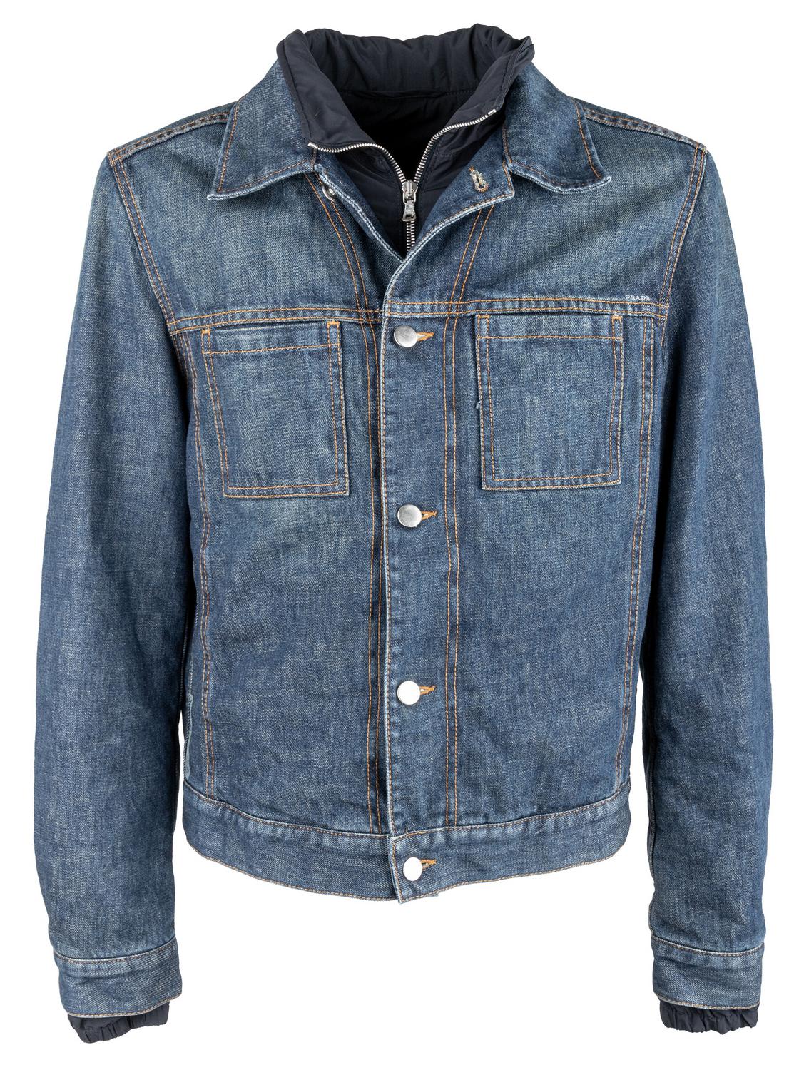 Prada DENIM JACKET DESCRIPTION: This Prada denim jacket, made of 100% cotton,...