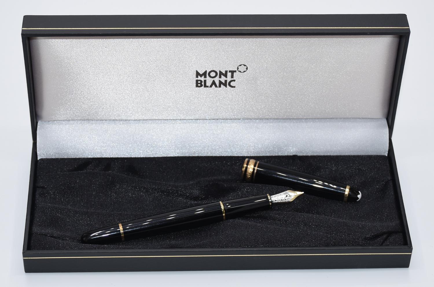 Montblanc MEISTERSTUCK FOUNTAIN PEN DESCRIPTION: Black fountain pen with 14K...