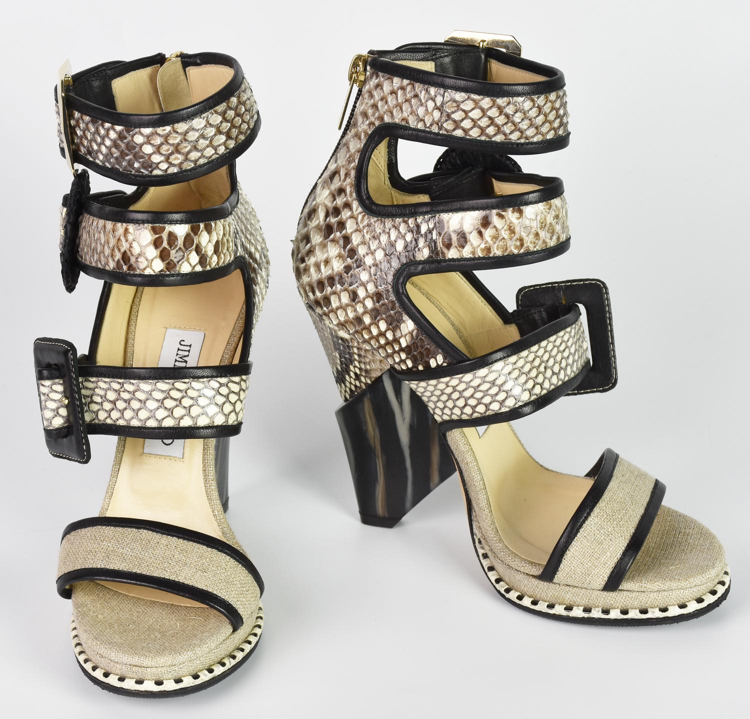 Jimmy Choo PYTHON SANDALS DESCRIPTION: Sandals in python and canvas with...