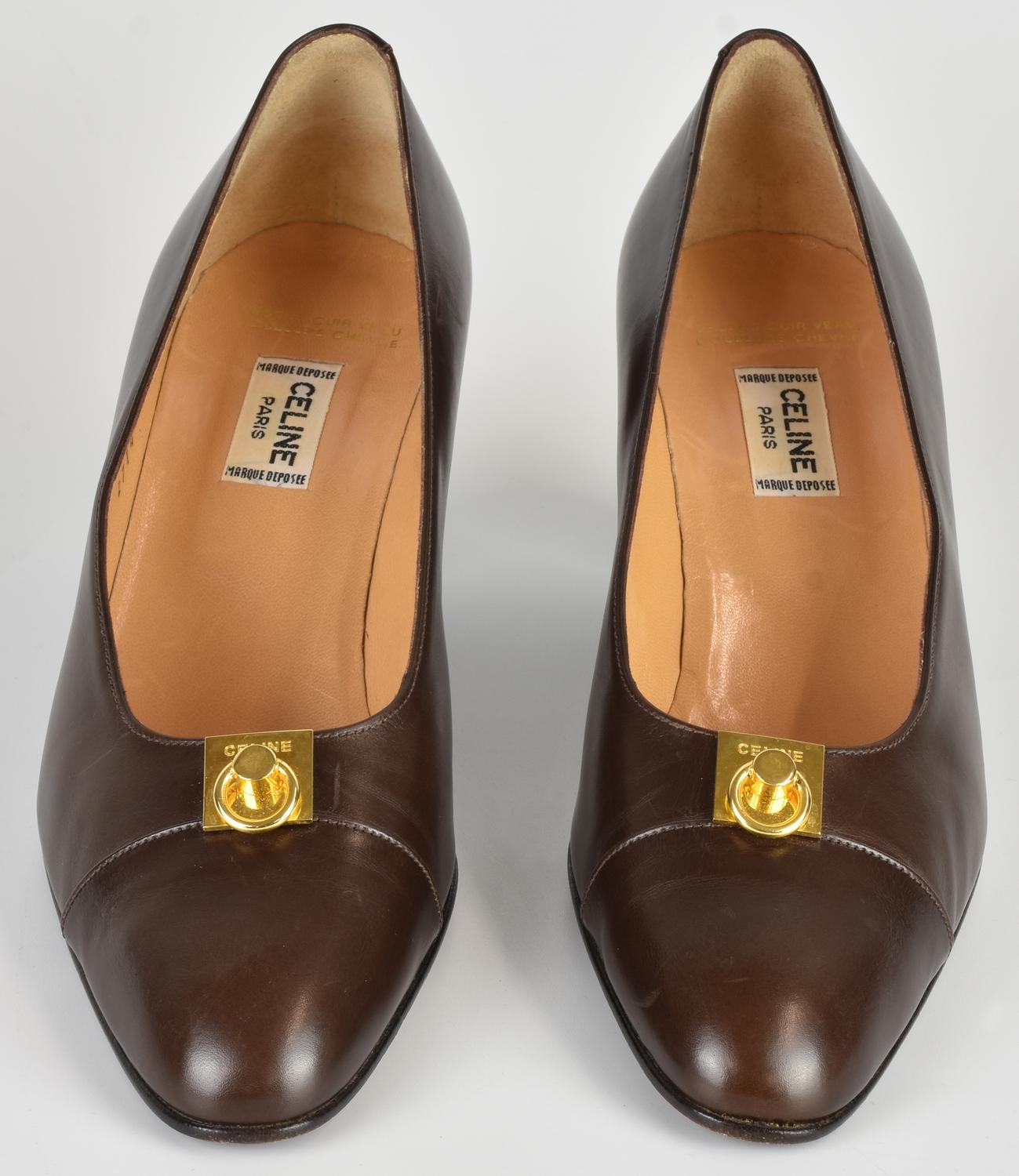 Celine VINTAGE LEATHER DECOLLETE’ DESCRIPTION: Vintage Brown Leather Pumps...