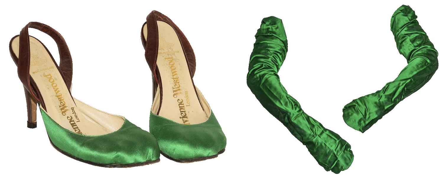 Vivienne Westwood SANDALS AND GLOVES SET Description: bright green sandals...