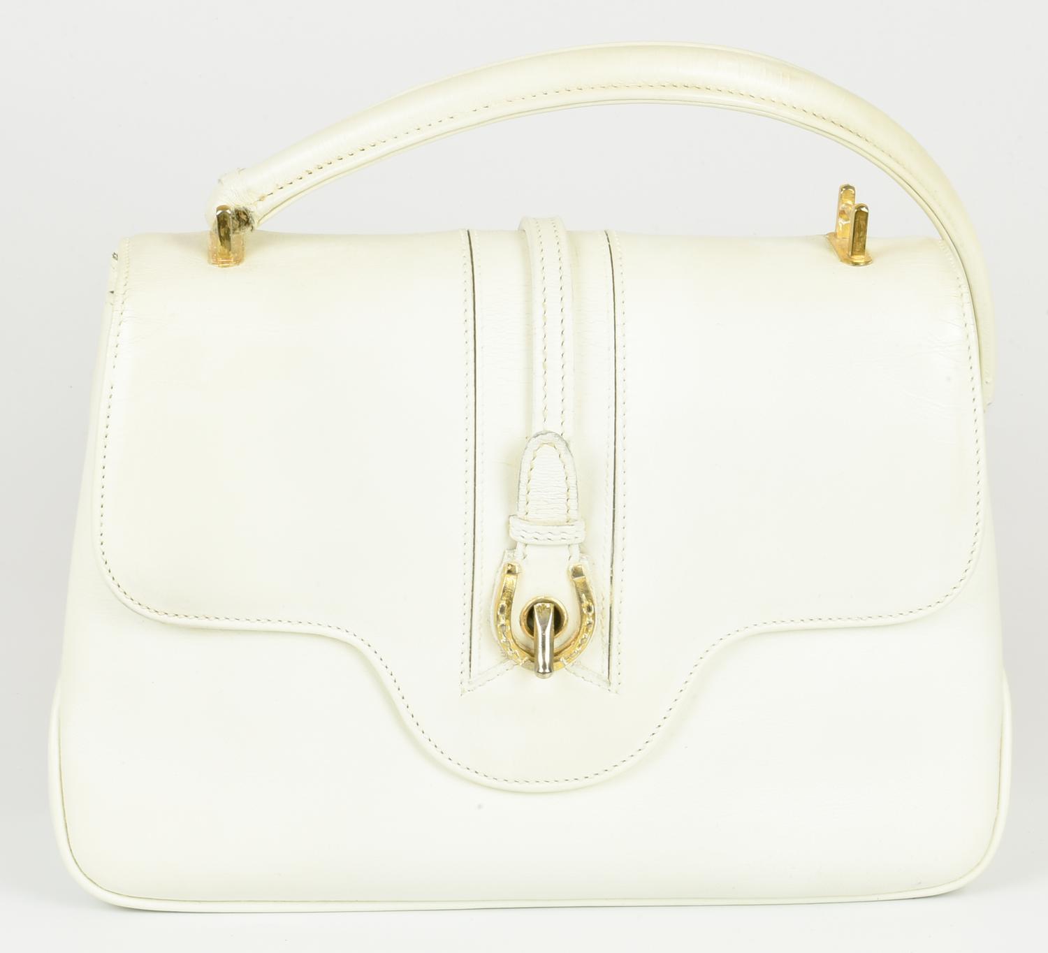 Gucci VINTAGE LEATHER HANDBAG DESCRIPTION: White leather handbag dating back...