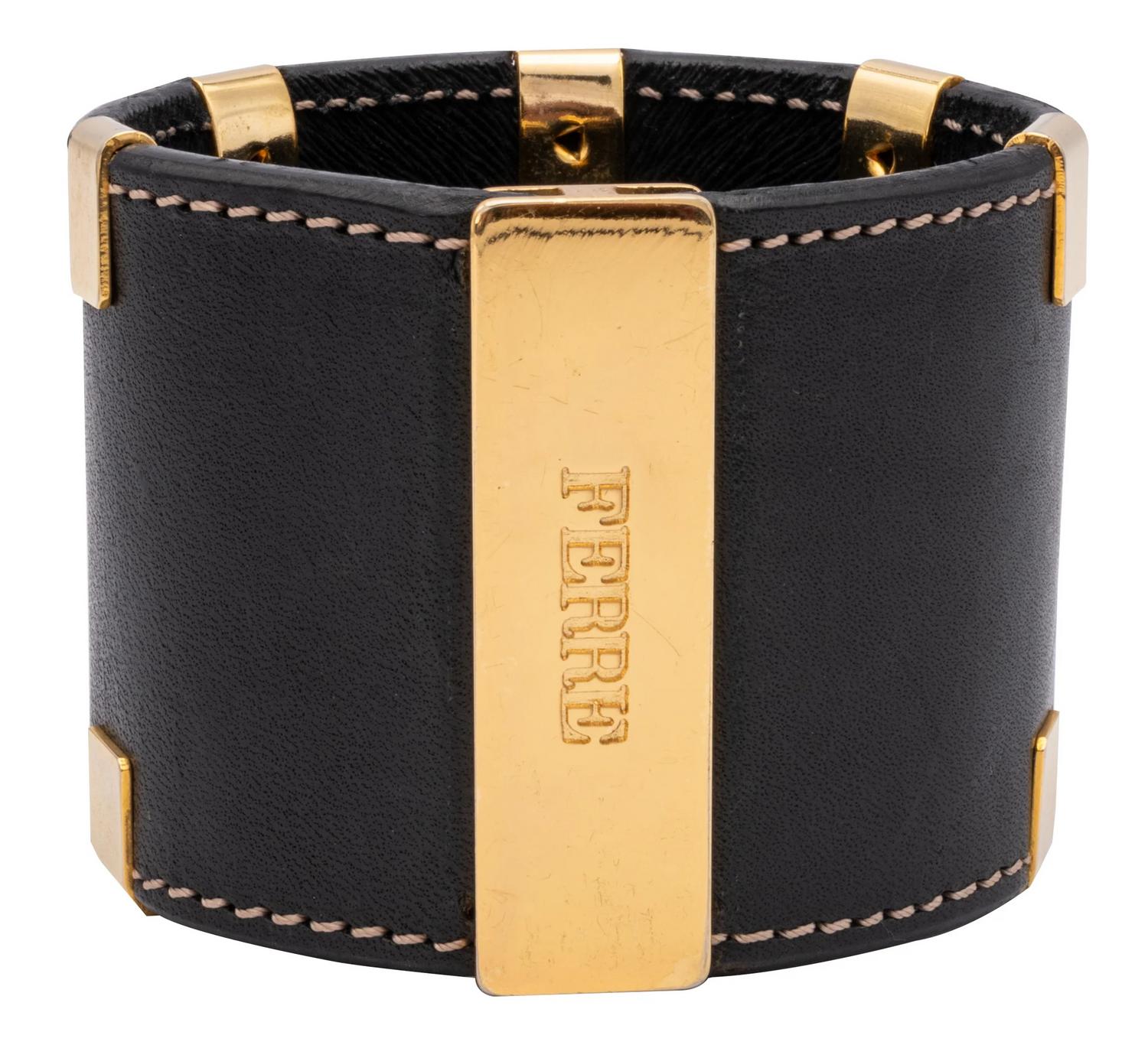 Gianfranco Ferré RIGID LEATHER BRACELET DESCRIPTION: Gianfranco Ferré black...