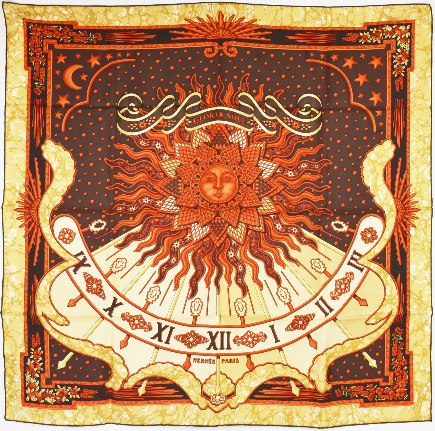 Hermes FOULARD GLORIA SOLI DESCRIPTION: Silk scarf designed by Joachim Metz....