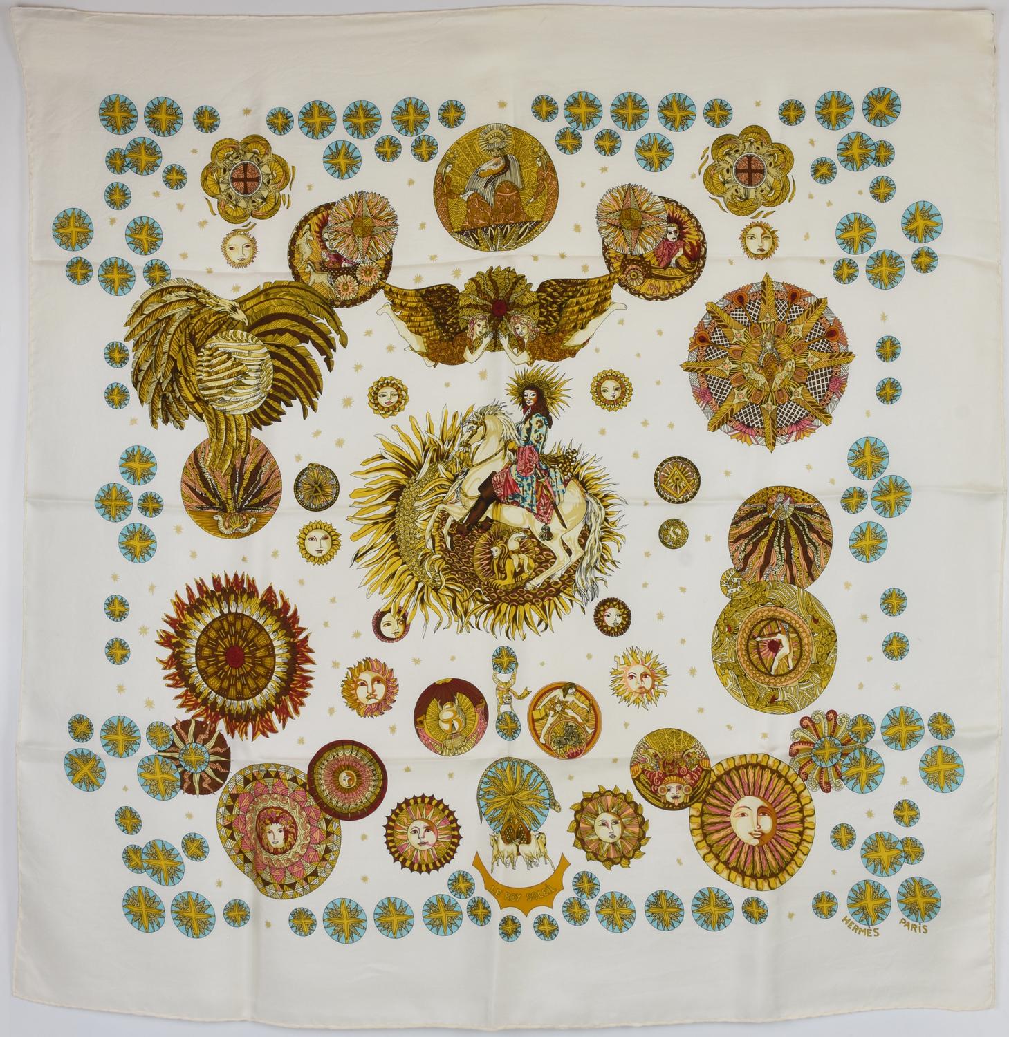 Hermes FOULARD LE ROY SOLEIL DESCRIPTION: Silk scarf designed by Annie...